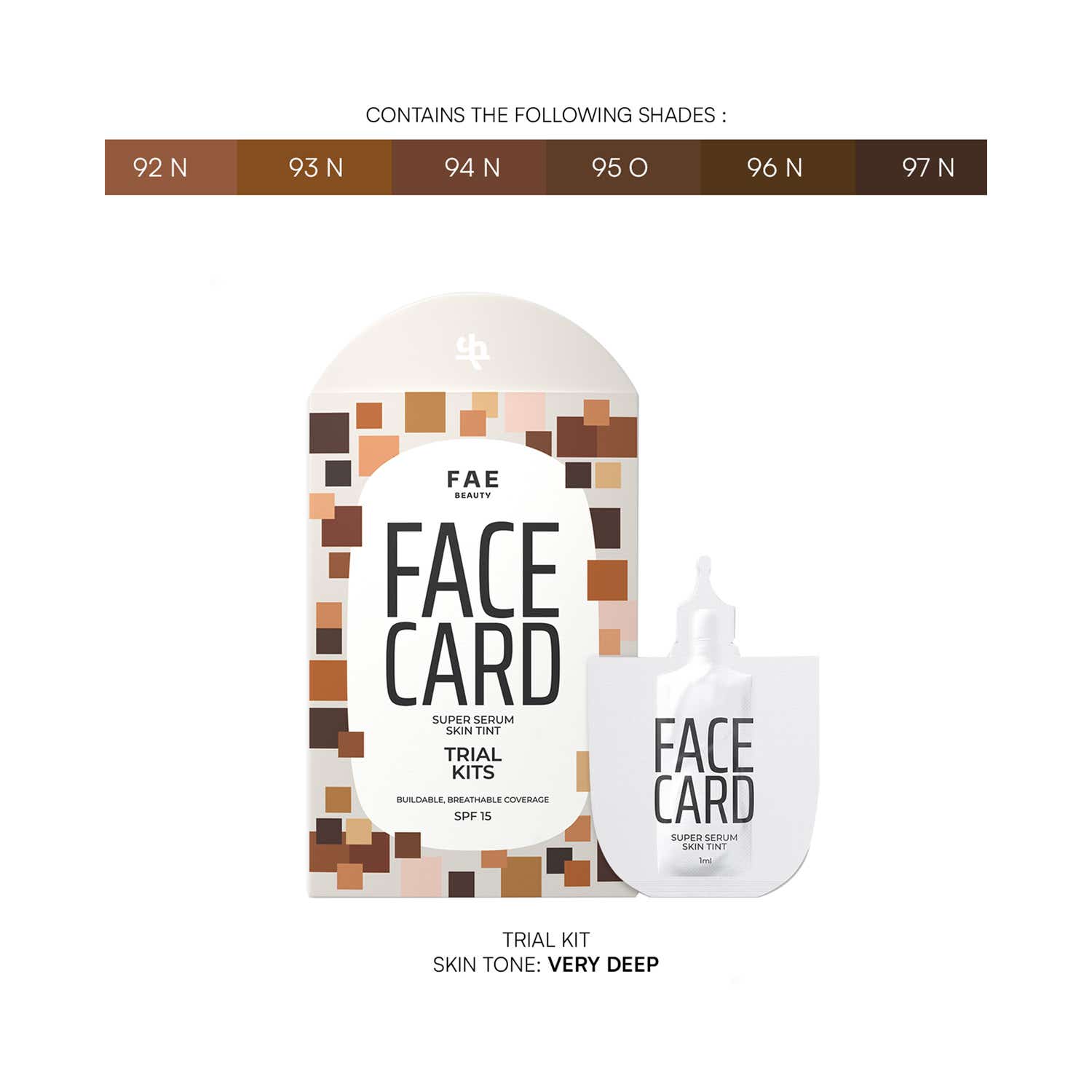 FAE BEAUTY | FAE Beauty Face Card Skin Tint Serum Foundation Trial Kit Very Deep (6 pcs)