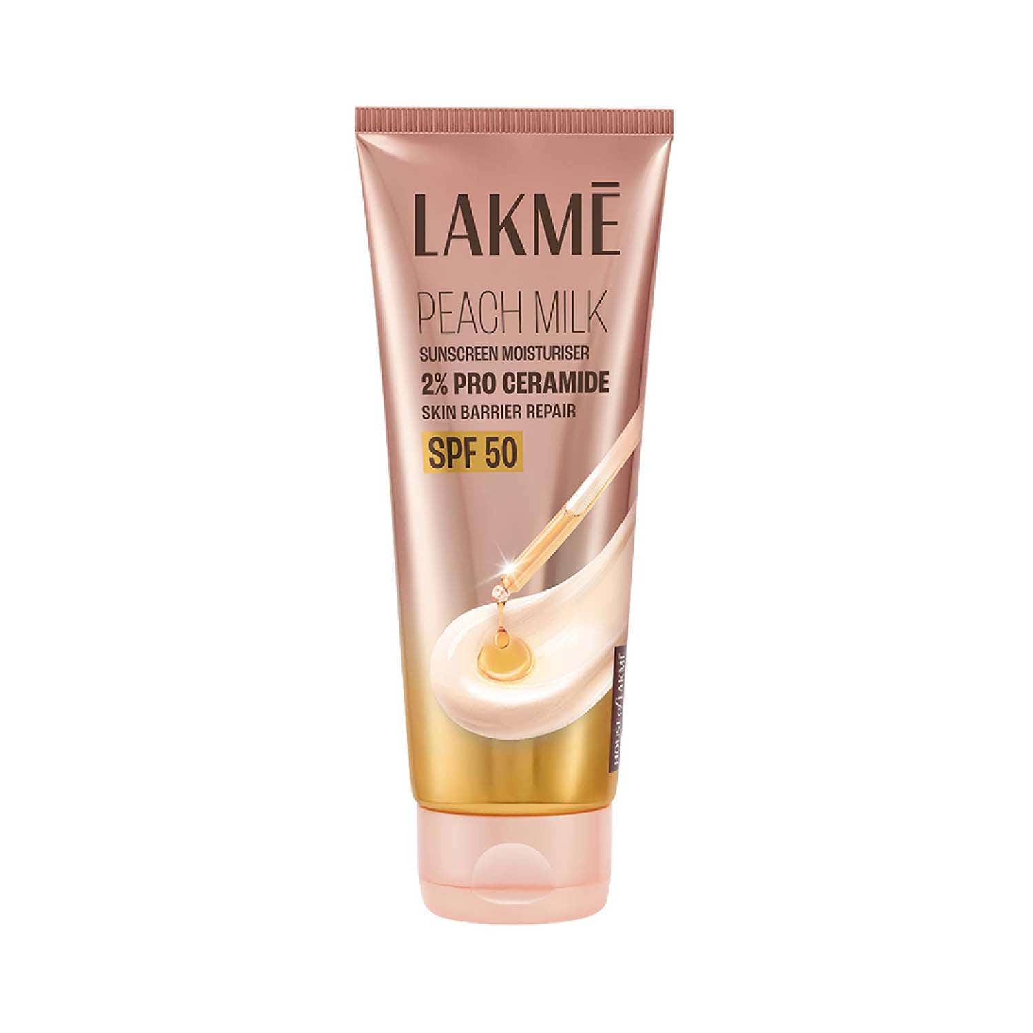 Lakme | Lakme Peach Milk SPF 50 Sunscreen Moisturiser with 2% Pro-Ceramides & Peptides (100 g)