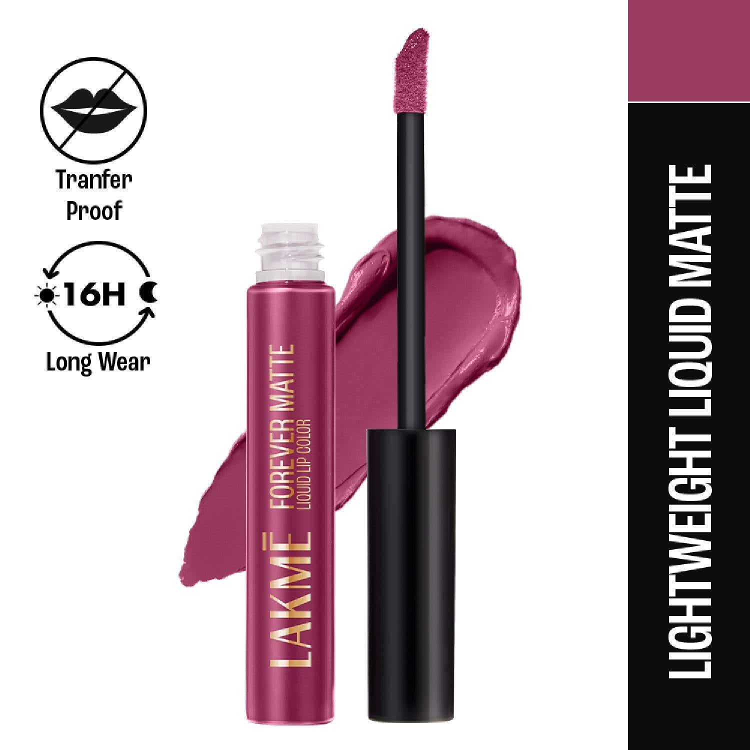 Lakme | Lakme Forever Matte Liquid Lip 16hr Lipstick Lightweight & Transferproof - Fuschia Chic (5.6 ml)