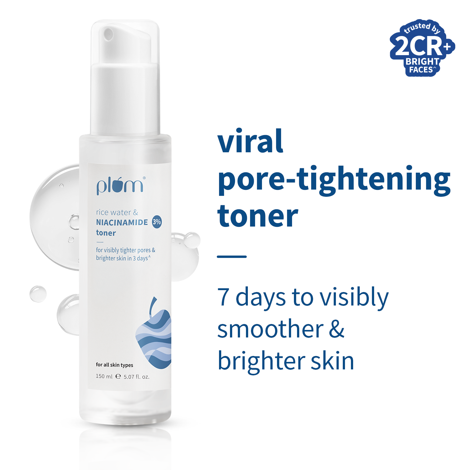 Plum | Plum 3% Niacinamide & Rice Water Toner For Oily, Combination Skin, Brightens & Smoothens Skin (150ml)