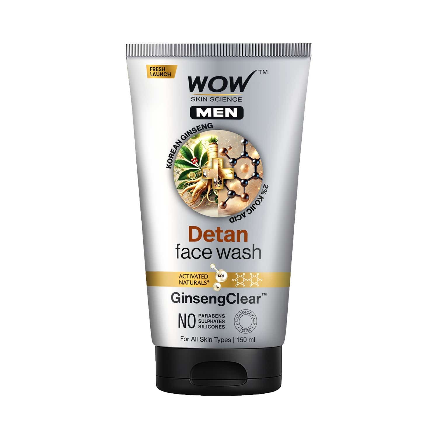 WOW SKIN SCIENCE | WOW SKIN SCIENCE Men Korean Ginseng + Kojic Acid Detan Face Wash Gel (150 ml)