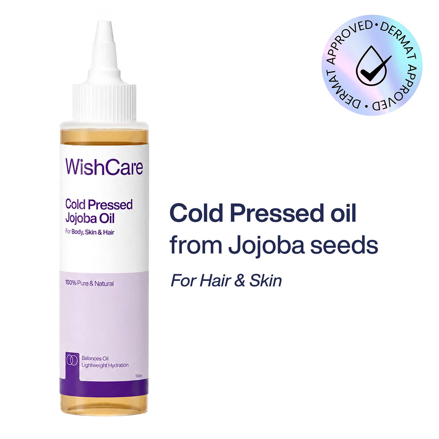 WishCare | WishCare 100% Pure Cold Pressed Jojoba Oil - Strengthens Hair & Moisturizes Skin (100 ml)