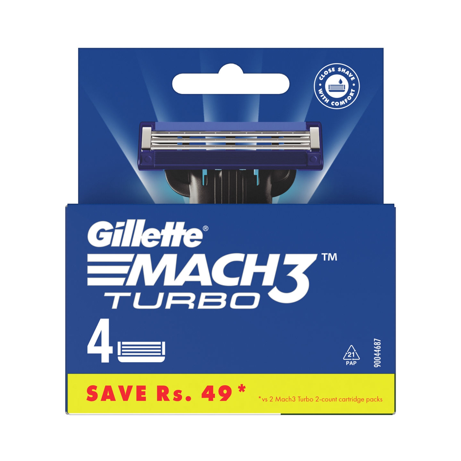Gillette | Gillette Mach 3 Turbo Manual Shaving Razor Blades Cartridge - (4Pcs)