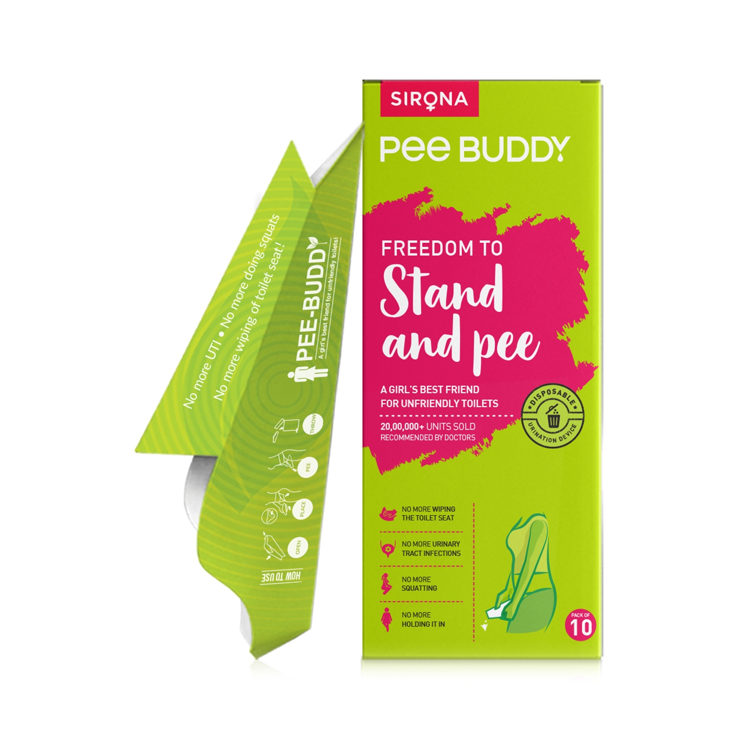 Sirona Peebuddy Disposable & Portable Female Urination Device (10Pcs)