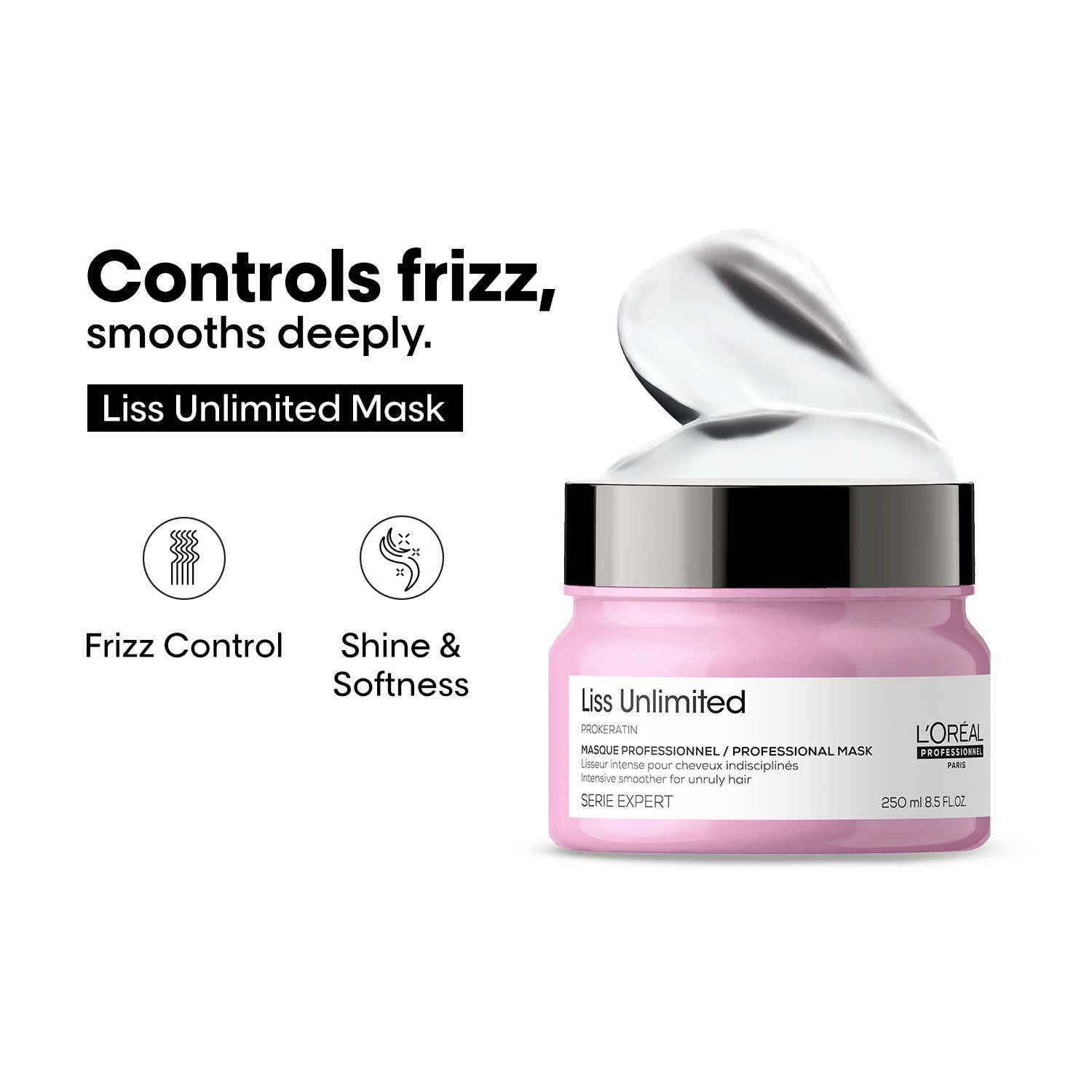 L'OREAL PROFESSIONNEL Liss Unlimited Mask for Frizzy & Unruly Hair (250 ml) With Pro-Keratin