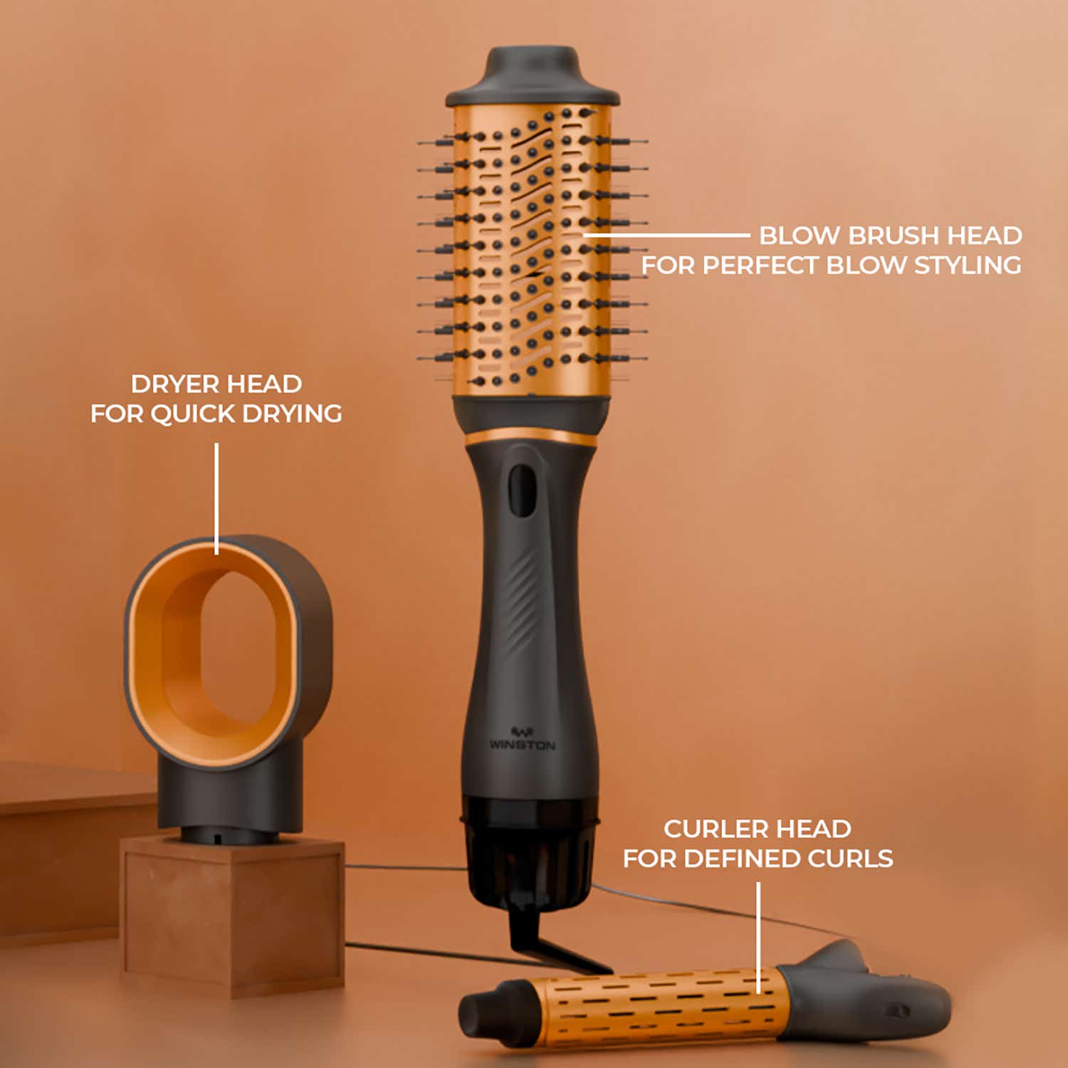 Winston 4-In-1 Hair Styling Blow Brush - Grey - Image 2