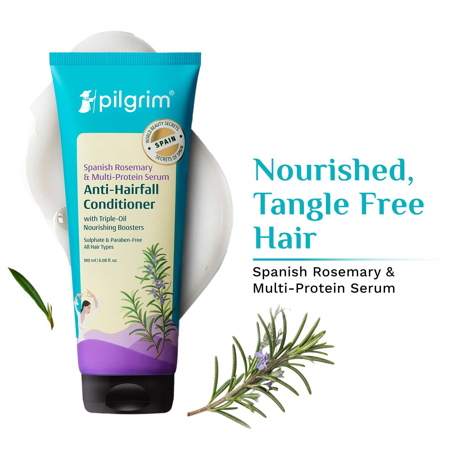 Pilgrim Spanish Rosemary & Biotin Anti-Hairfall Conditioner For Reducing Hair Loss & Breakage (200ml)