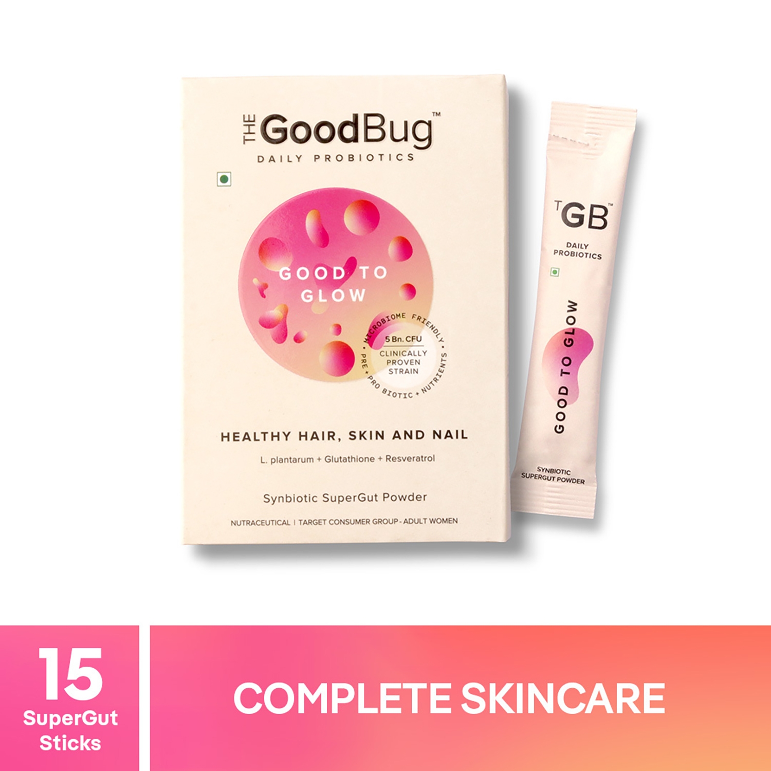 The Good Bug | The Good Bug Good To Glow SuperGut Powder Sachet For Healthy Skin, Hair & Nails - (15 Pcs)