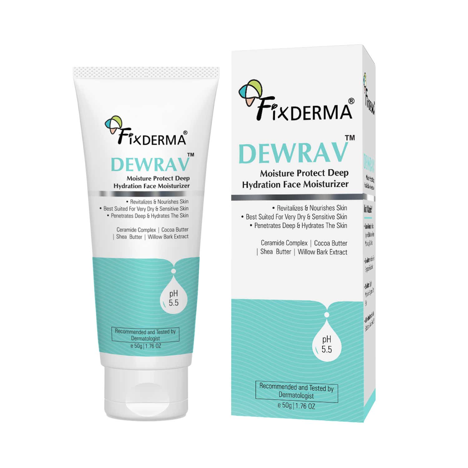 Fixderma | Fixderma Dewrav Deep Hydration Face Moisturizer with Cocoa & Shea Butter Moisturiser for Face (50 g)