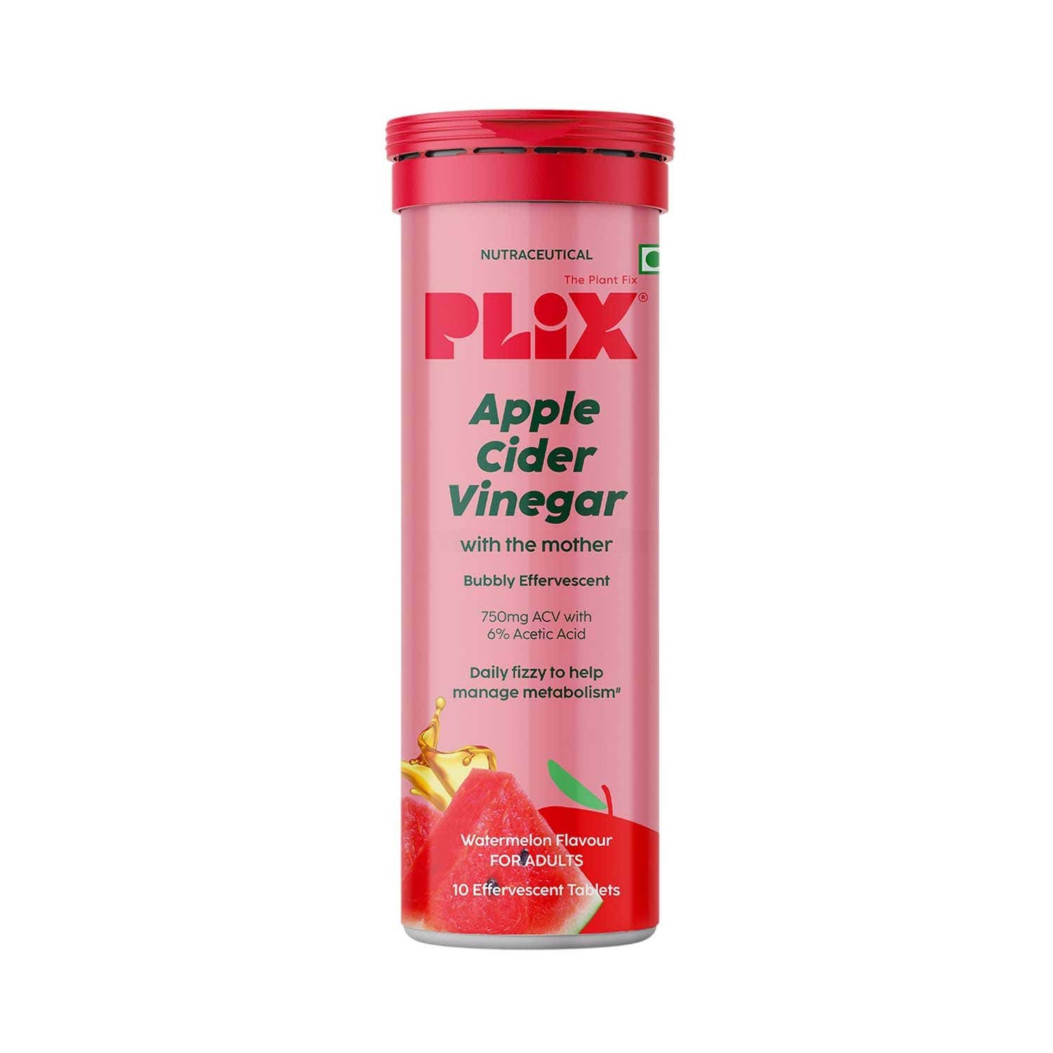 Plix | Plix Apple Cider Vinegar Effervescent Tablets Watermelon (10 Tablets)