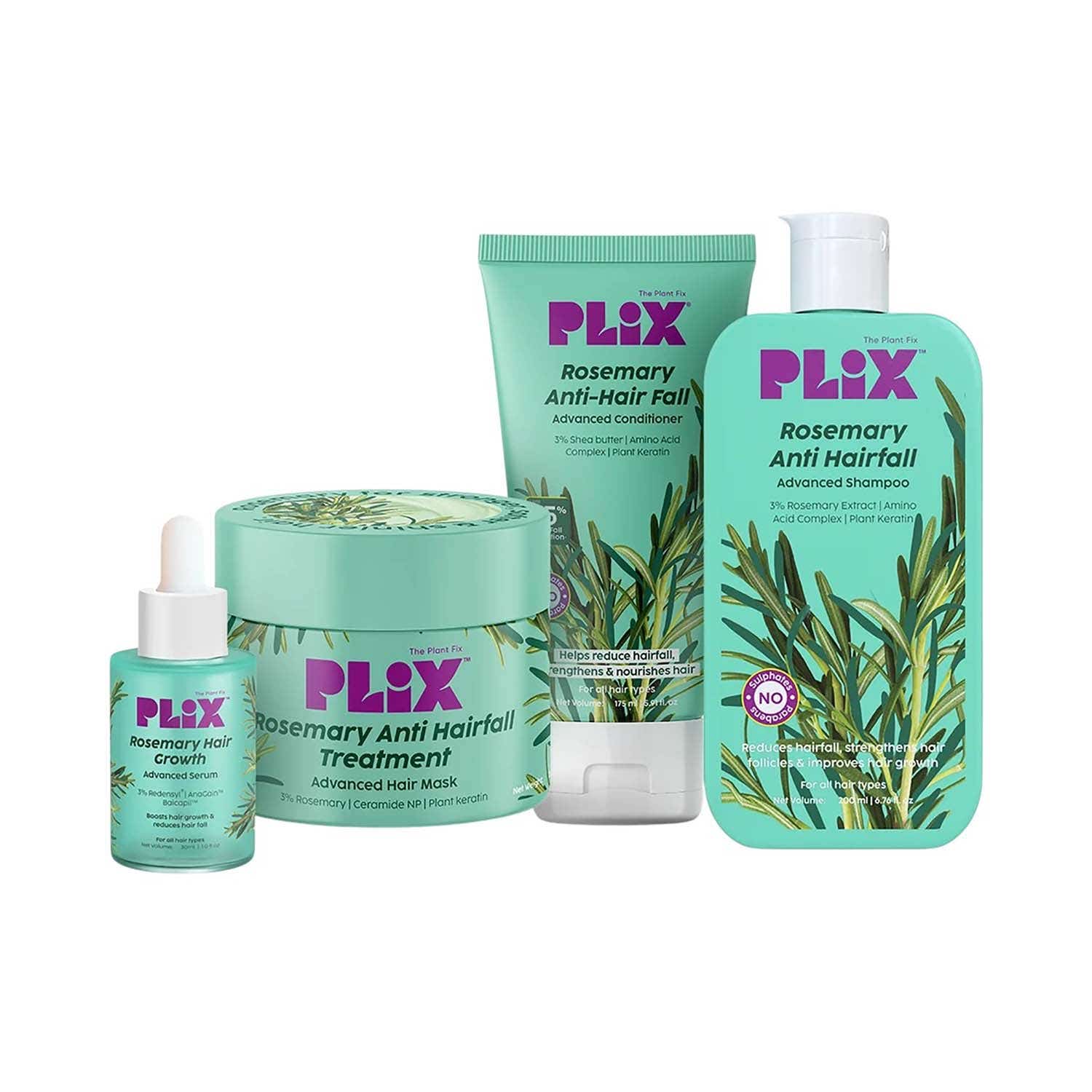 Plix | Plix Rosemary Hair Care Kit Shampoo Serum & Conditioner Duo Supports Hair Growth (3 pcs)