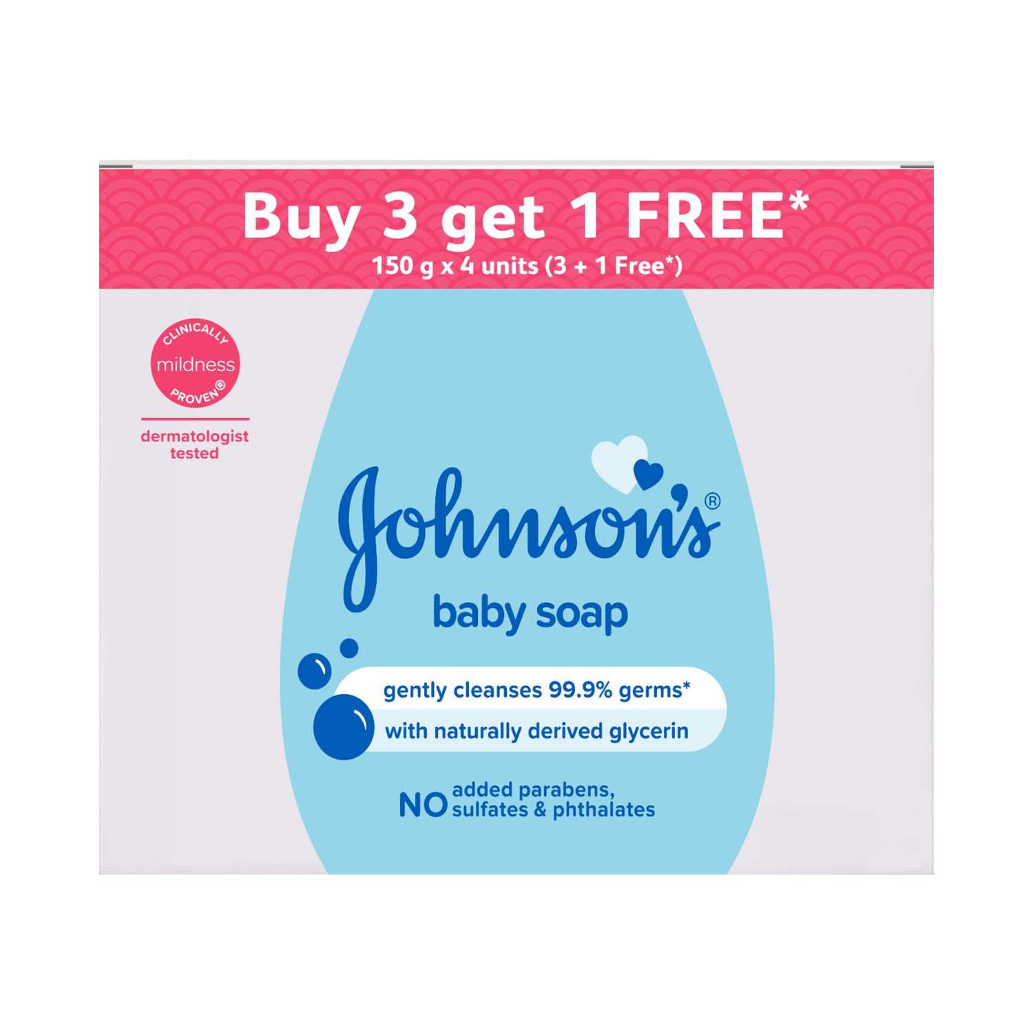 Johnson's Baby Soap Buy 3 Get 1 Free Combo (4 Pcs)