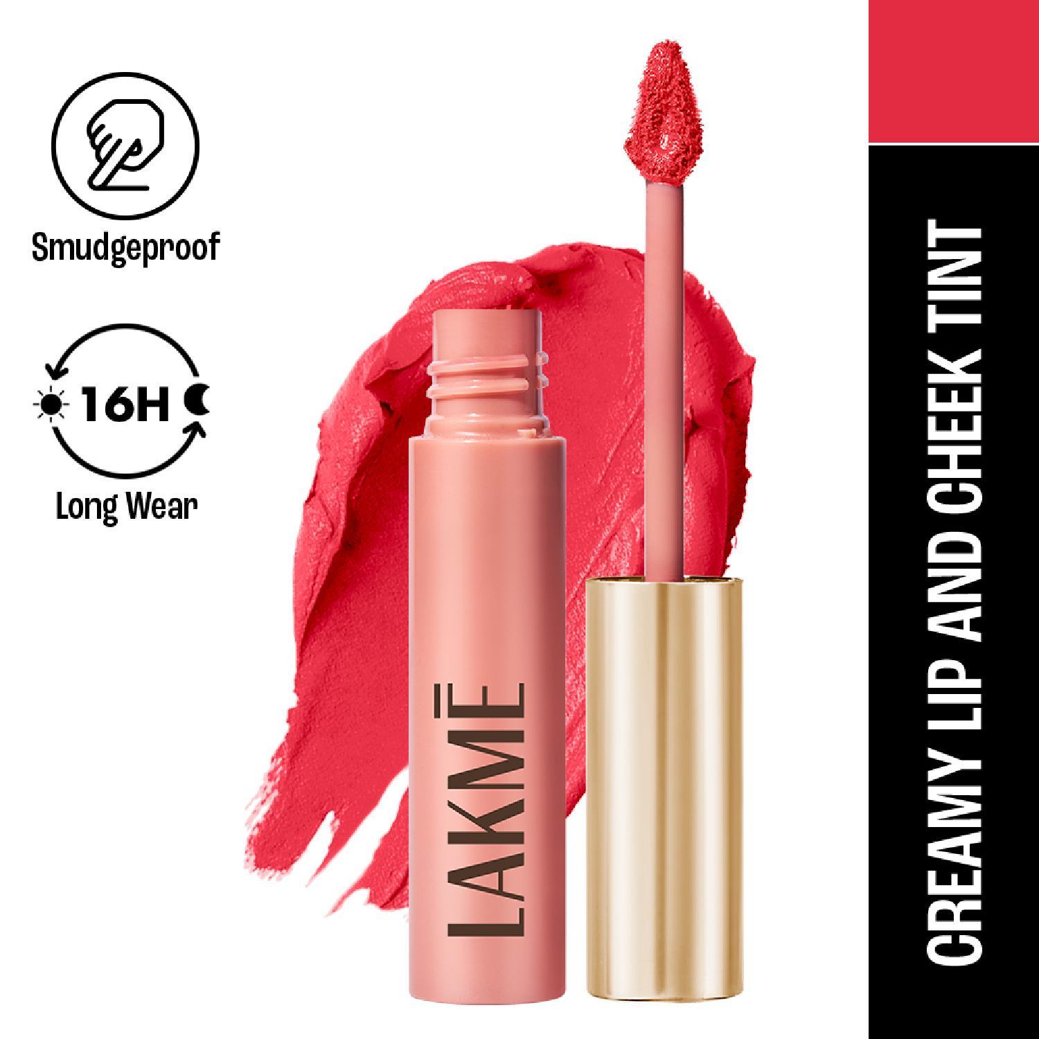 Lakme | Lakme Double Duty Lip & Cheek Mousse Matte Lipstick & Soft Blush, Crimson Silk, (9 g)