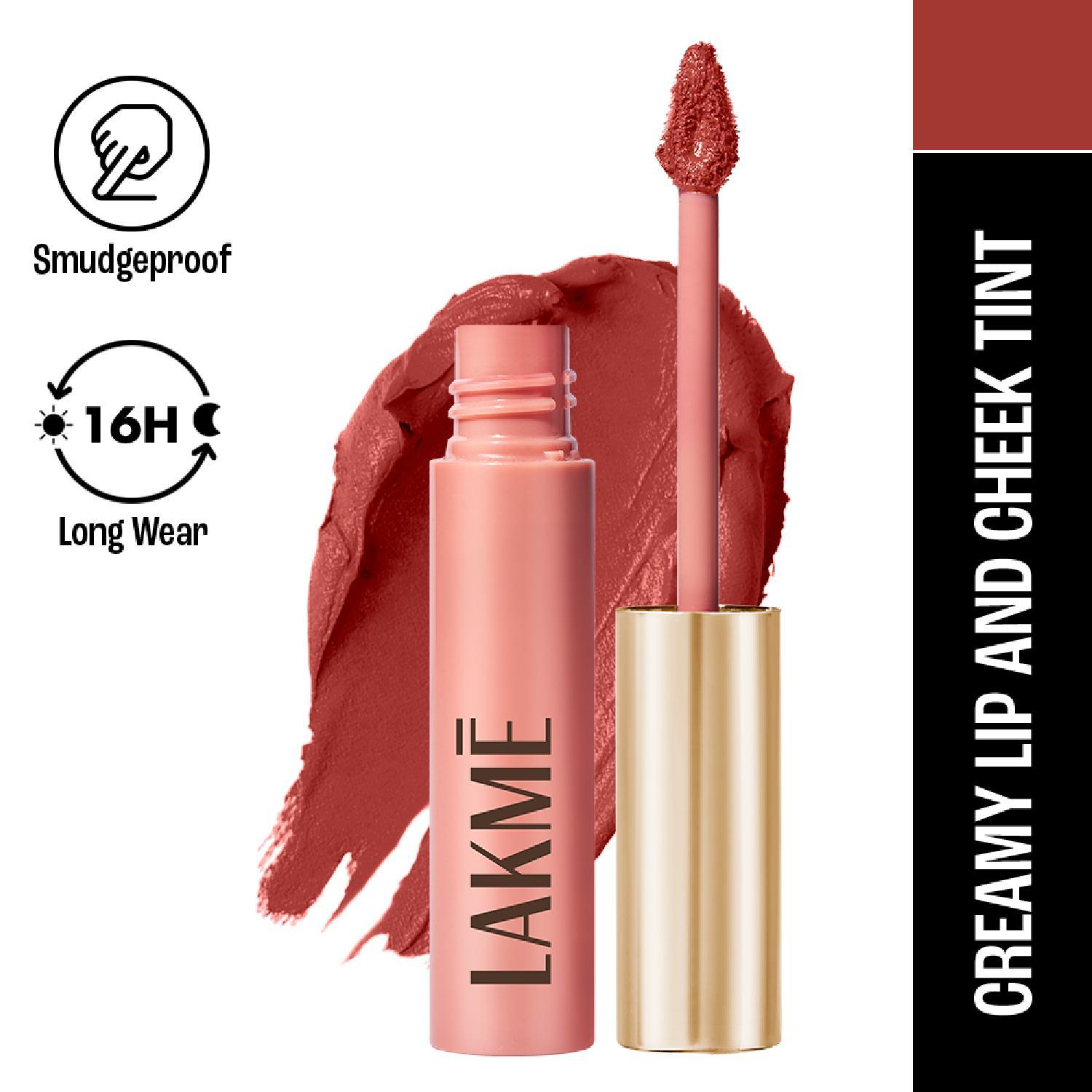 Lakme | Lakme Double Duty Lip & Cheek Mousse Matte Lipstick & Soft Blush, Coca Soft (9 g)