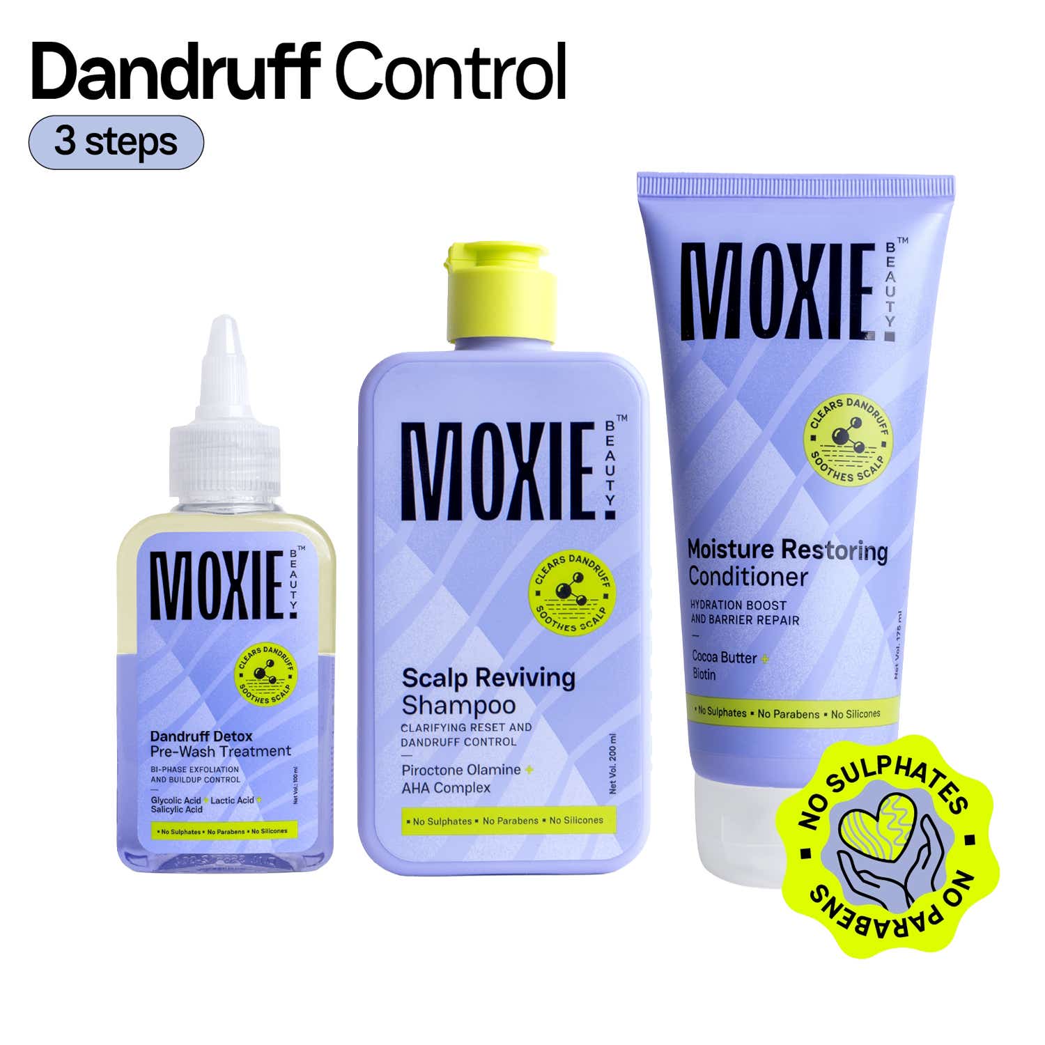 Moxie Beauty | Moxie Beauty Anti-Dandruff Scalp Essentials Trio - Pre-wash, Shampoo & Conditioner (3 Pcs)