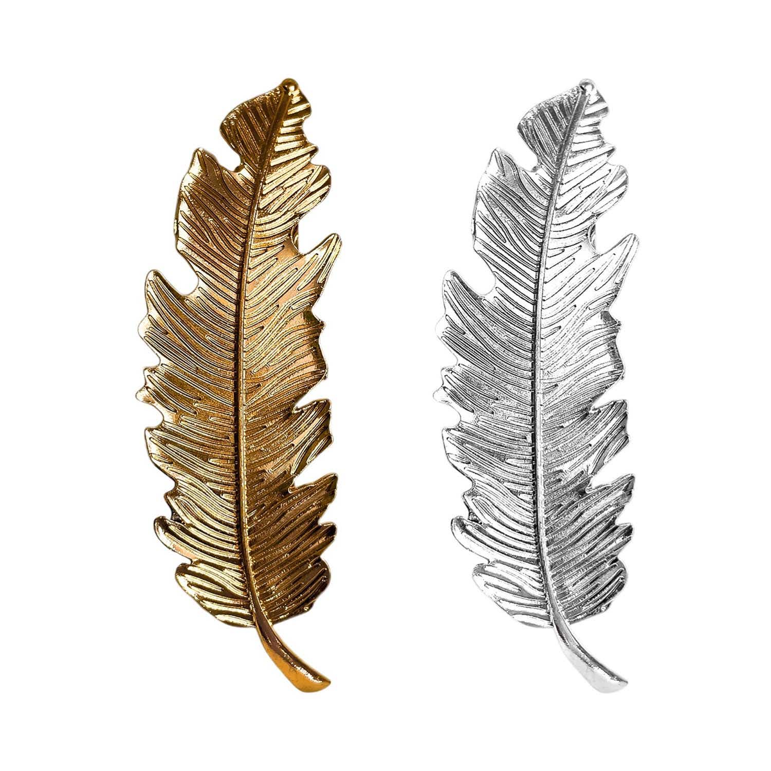 Majestique | Majestique Gold & Silver Feather Metal Hair Clips (2 pcs)