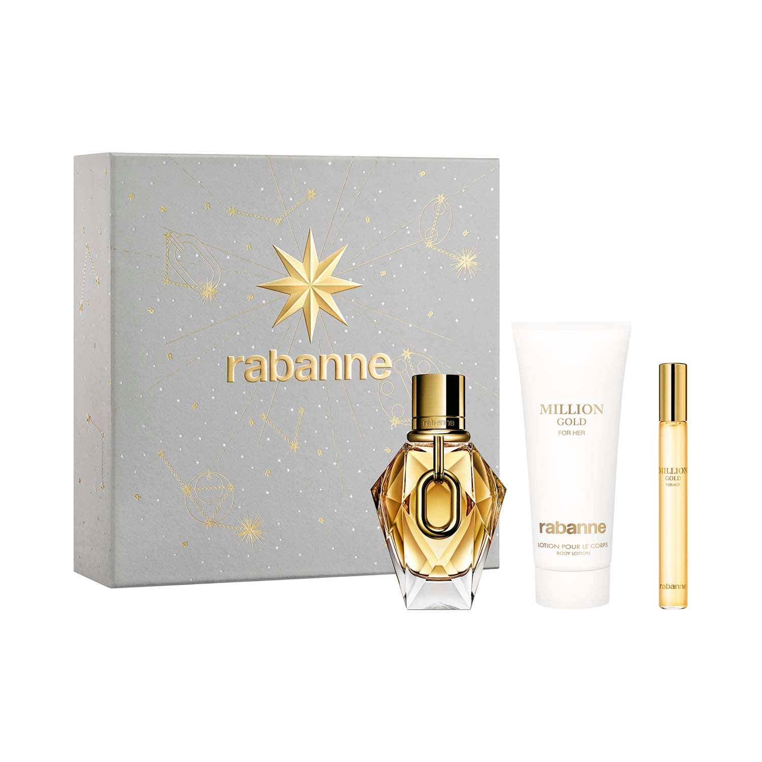Rabanne | Rabanne Million Gold For Her Eau De Parfum, Body Lotion and Travel Spray (3 pcs)
