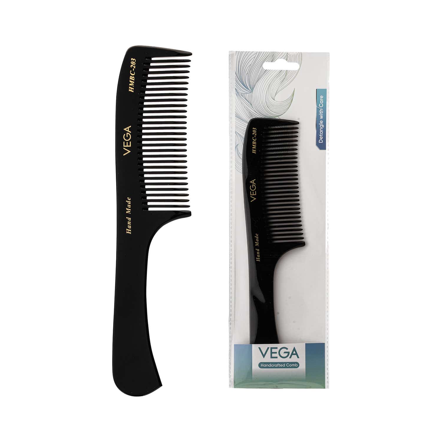 Vega | Vega Handcrafted General Grooming Hair Comb Made with Cellulose Acetate (HMBC-203)