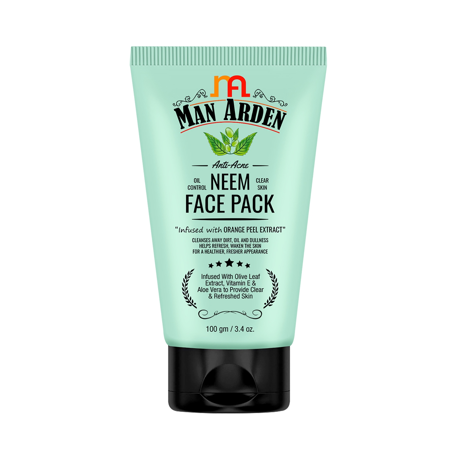 Man Arden Anti-Acne Neem Face Pack For Oil Control & Clear Skin Infused With Olive Extract, Vitamin E & Aloe Vera (100g)