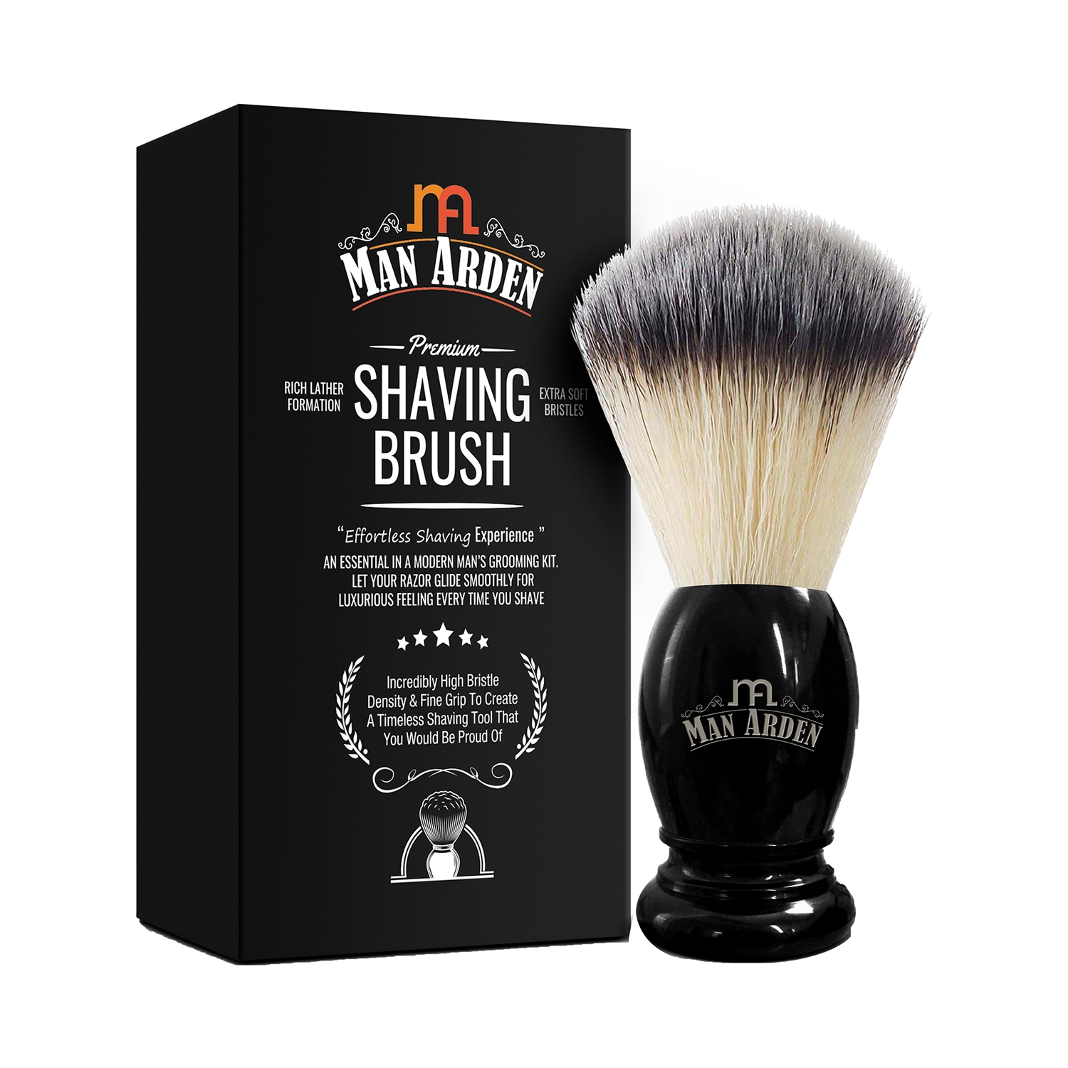 Man Arden | Man Arden Premium Shaving Brush With Extra Soft Bristles - Black