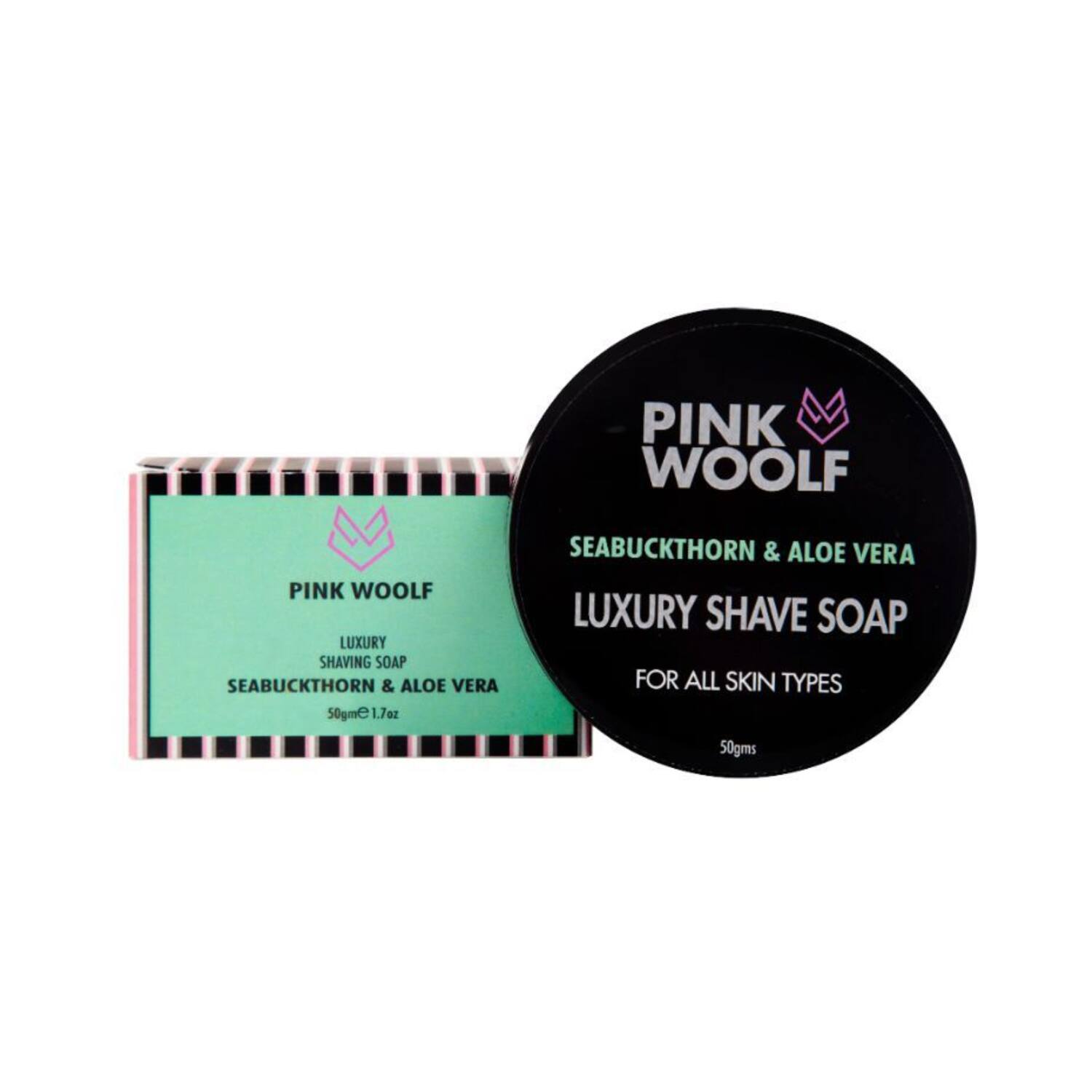 Pink Woolf | Pink Woolf Sea Buckthorn & Aloe Vera Luxury Shaving Soap (50g)