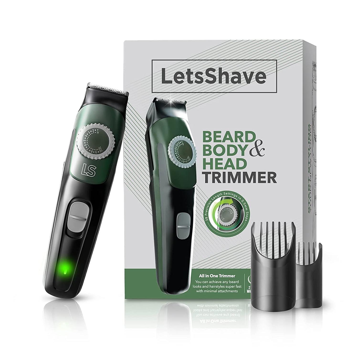 LetsShave | Letsshave Beard, Head & Body Trimmer Kit - Green, Black (8Pcs)