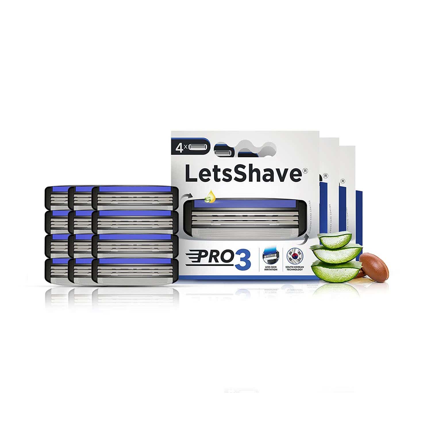 LetsShave | LetsShave Pro 3 Shaving Razor Blades Set - Blue (12Pcs)