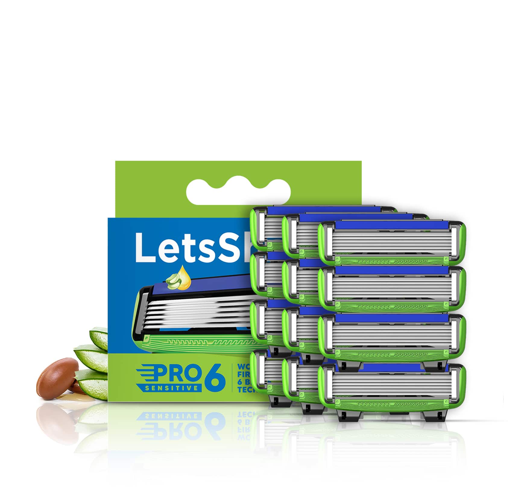 LetsShave | LetsShave Pro 6 Sensitive Razor Blades Set - Green (12Pcs)