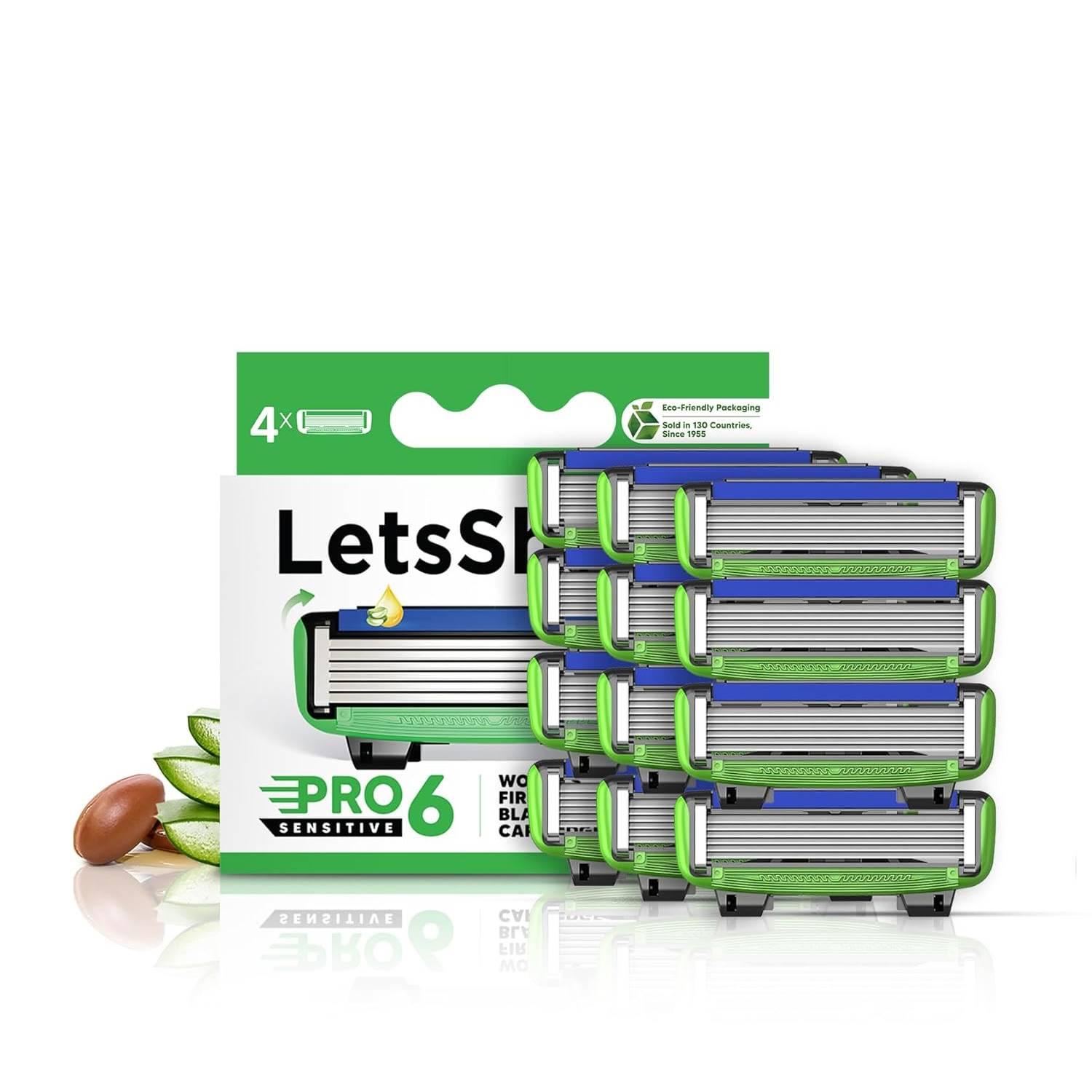 LetsShave | LetsShave Pro 6 Sensitive Razor Blades Set - Green (12Pcs)