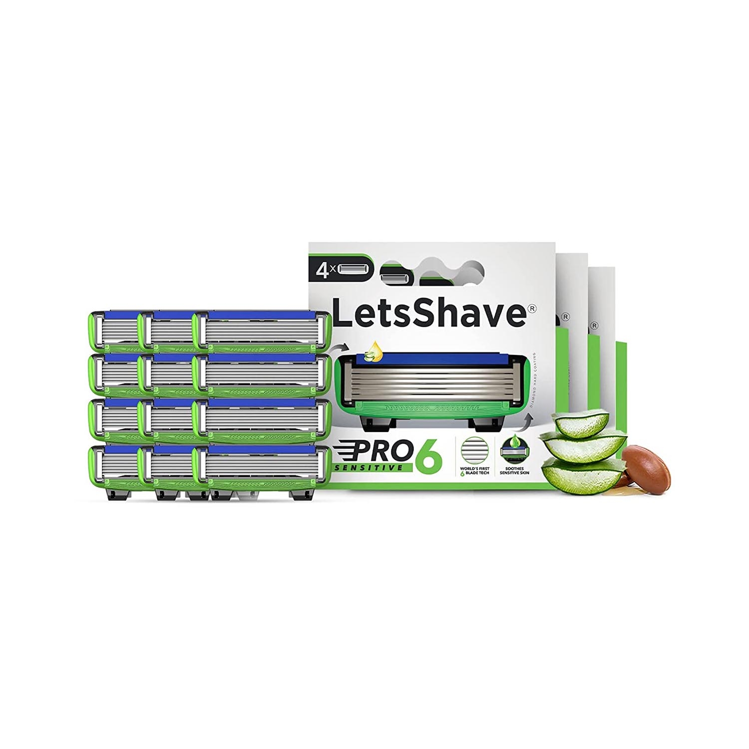 LetsShave | Letsshave Pro 6 Sensitive Razor Blades Set - Green (12Pcs)