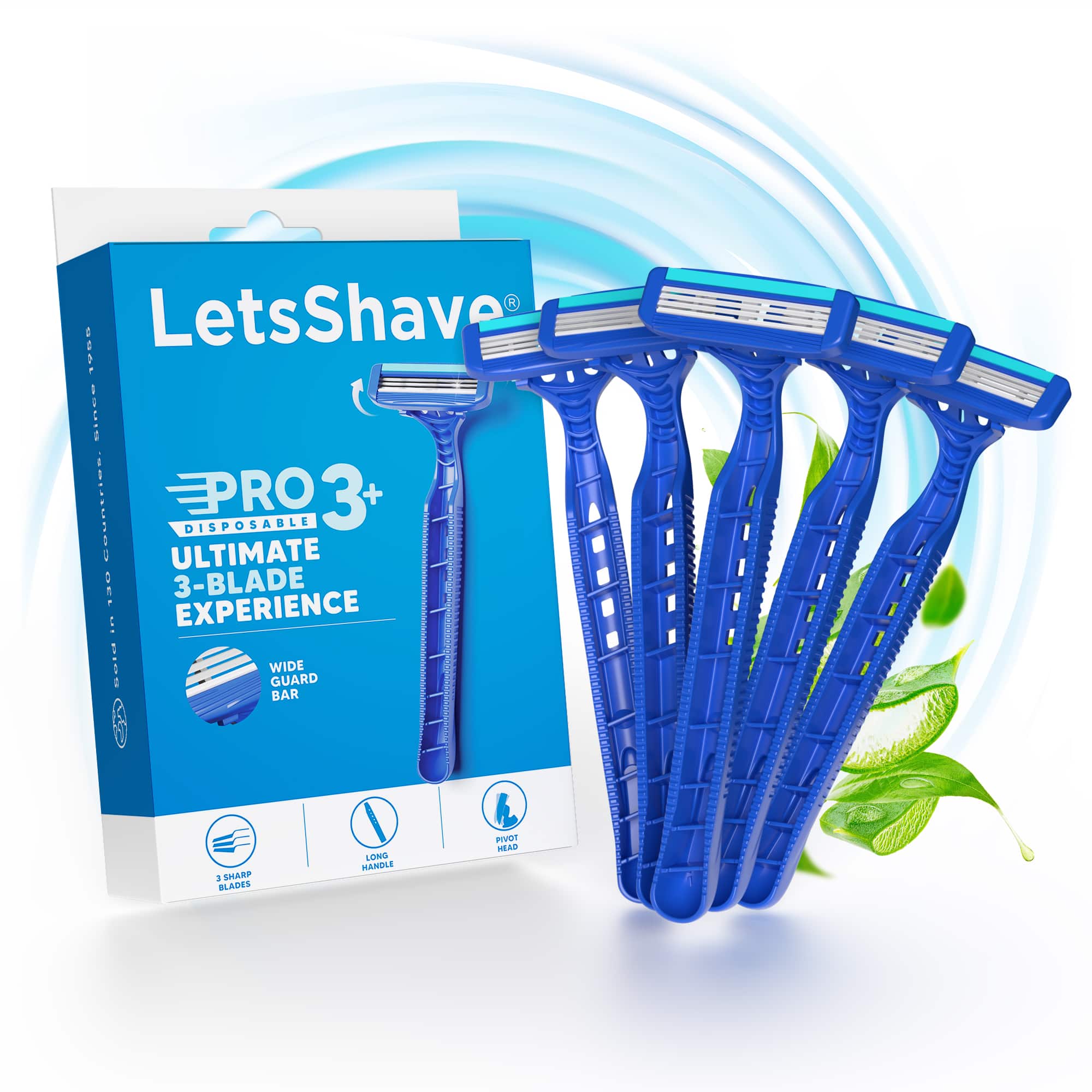 LetsShave | LetsShave Pro 3 Plus Disposable Razor Set - Black (5Pcs)