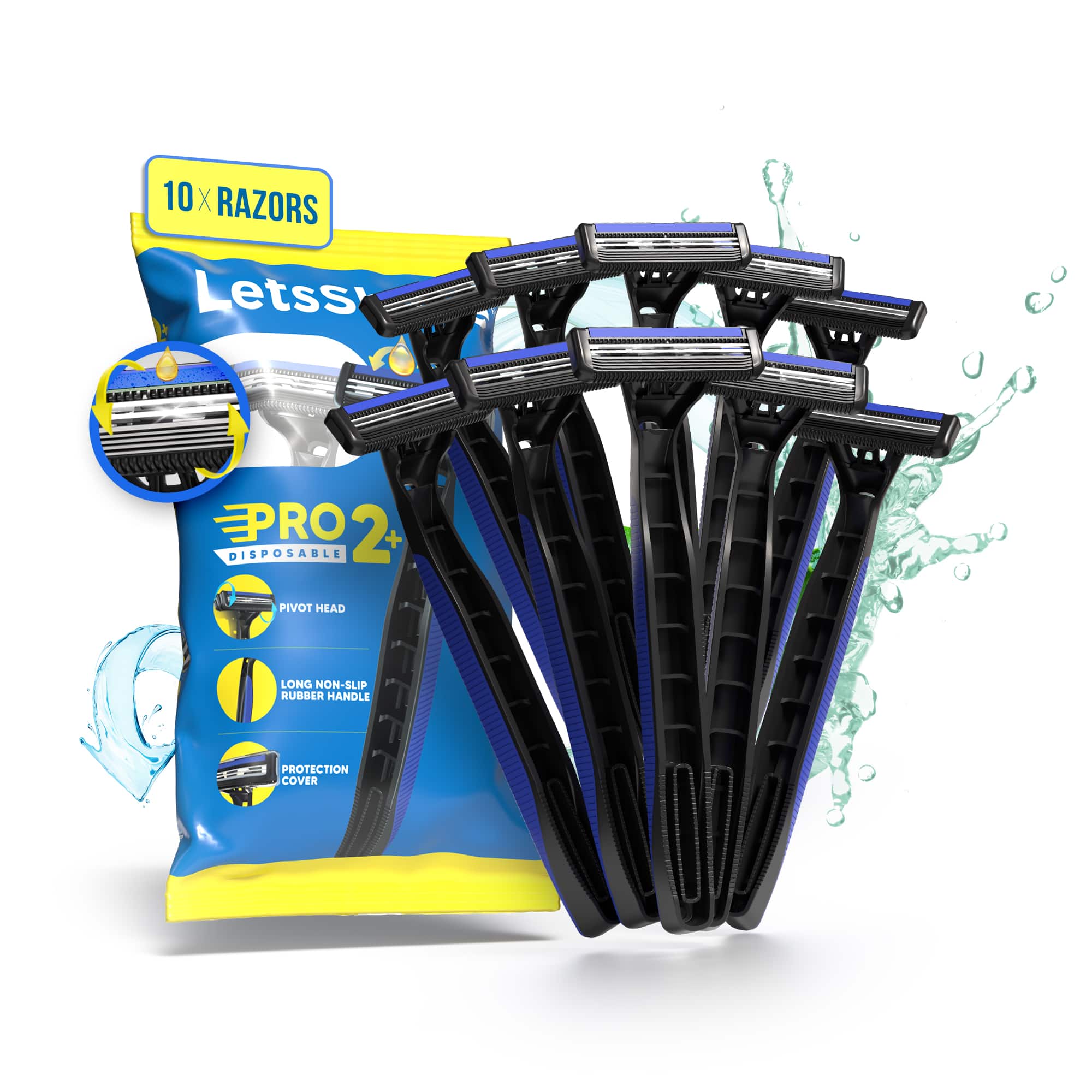 LetsShave | LetsShave Pro 2 Plus Disposable Razor Set - Blue (10Pcs)