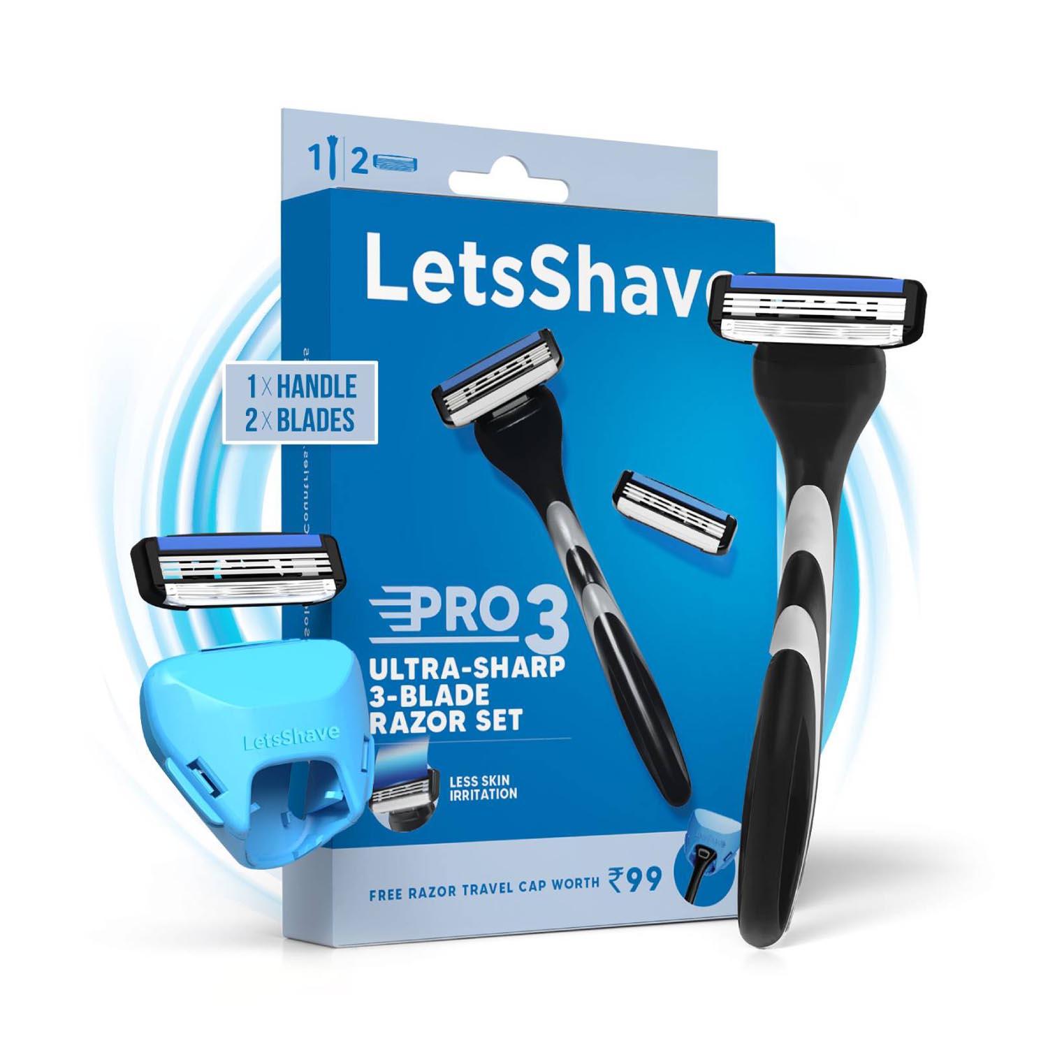 LetsShave | LetsShave Pro 3 Shaving Razor For Men - Black, Grey
