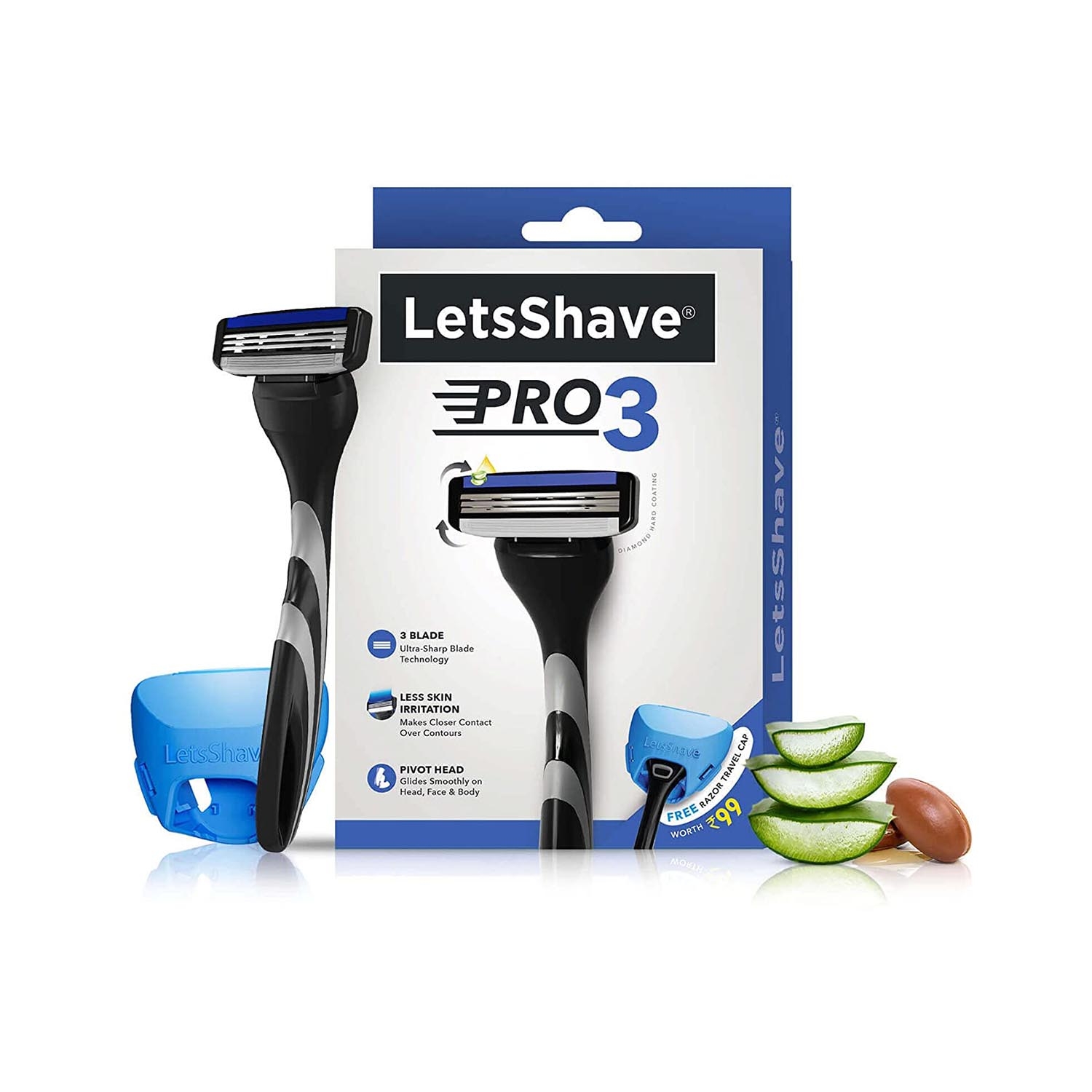 LetsShave | Letsshave Pro 3 Shaving Razor For Men - Black, Grey
