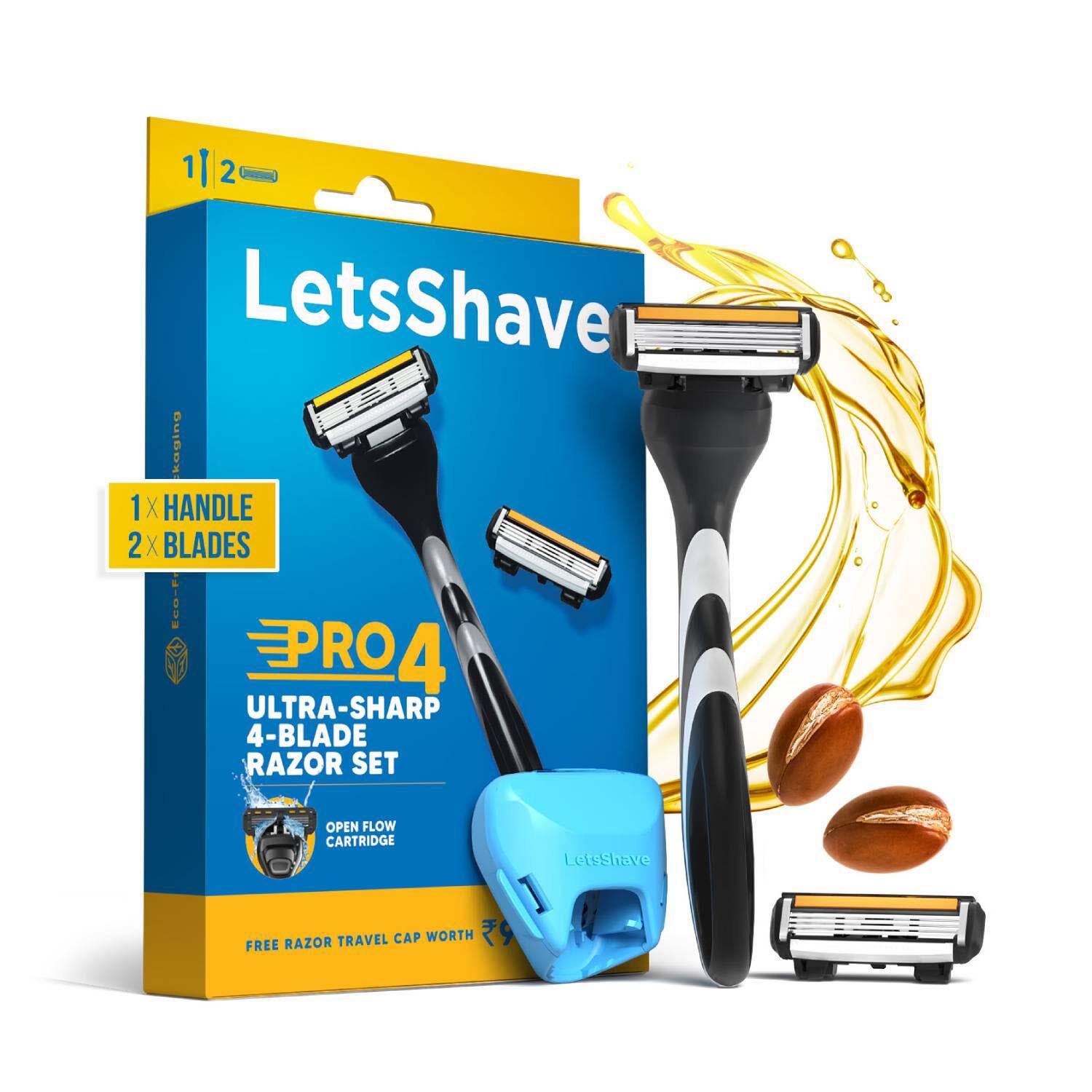 LetsShave | LetsShave Pro 4 Shaving Razor For Men - Black, Grey