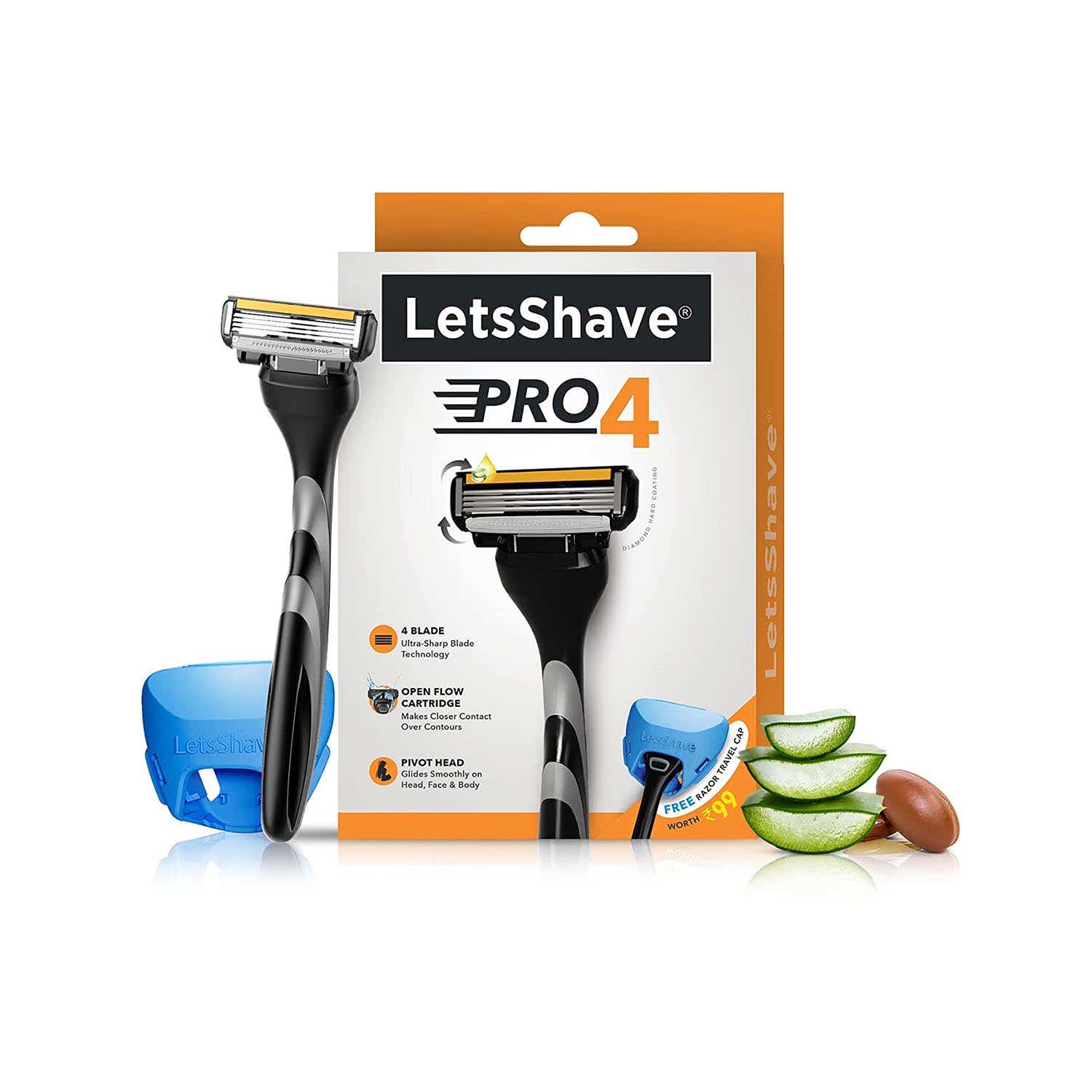 Letsshave Pro 4 Shaving Razor For Men Black, Grey