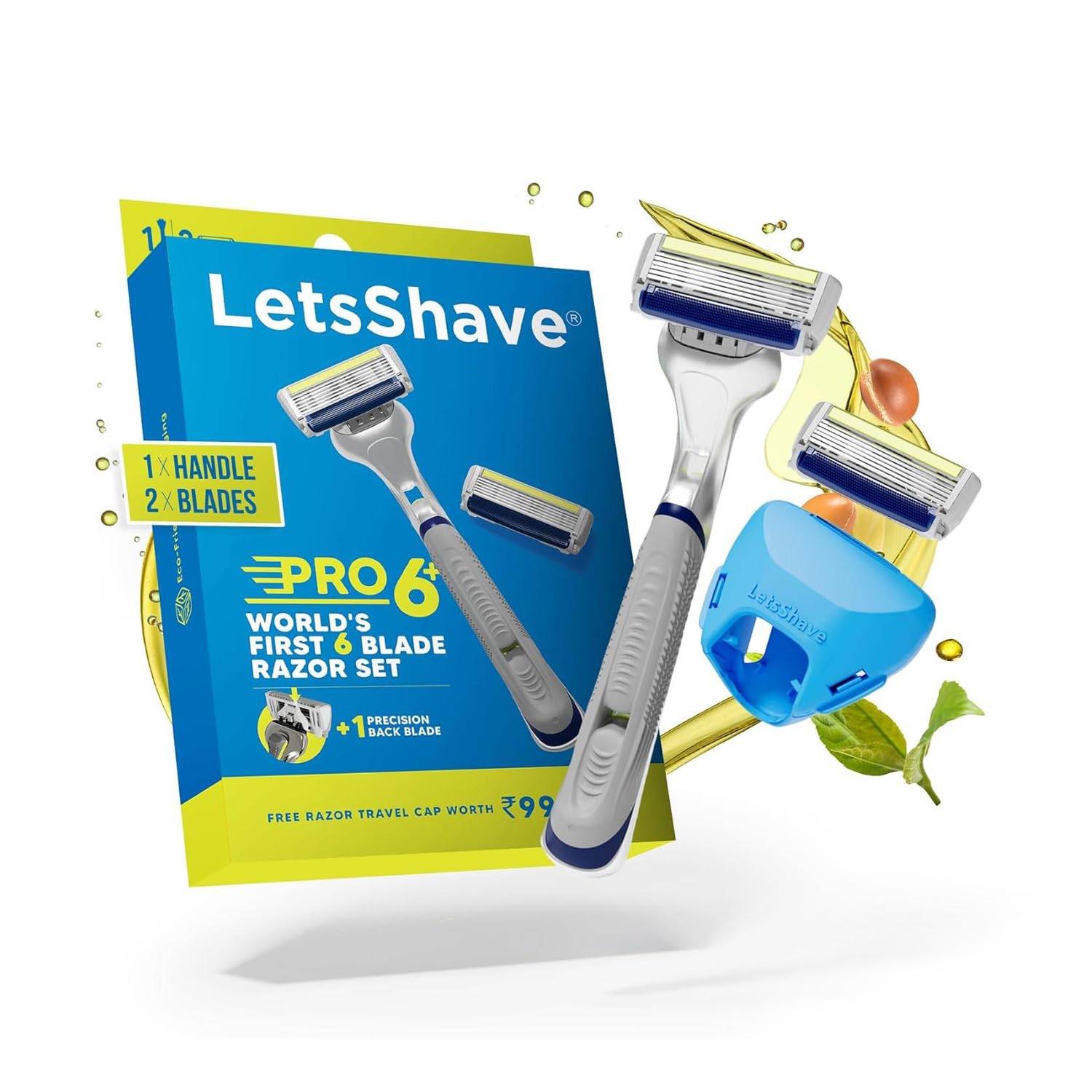 LetsShave | LetsShave Pro 6 Plus Shaving Razor For Men - Black, Grey