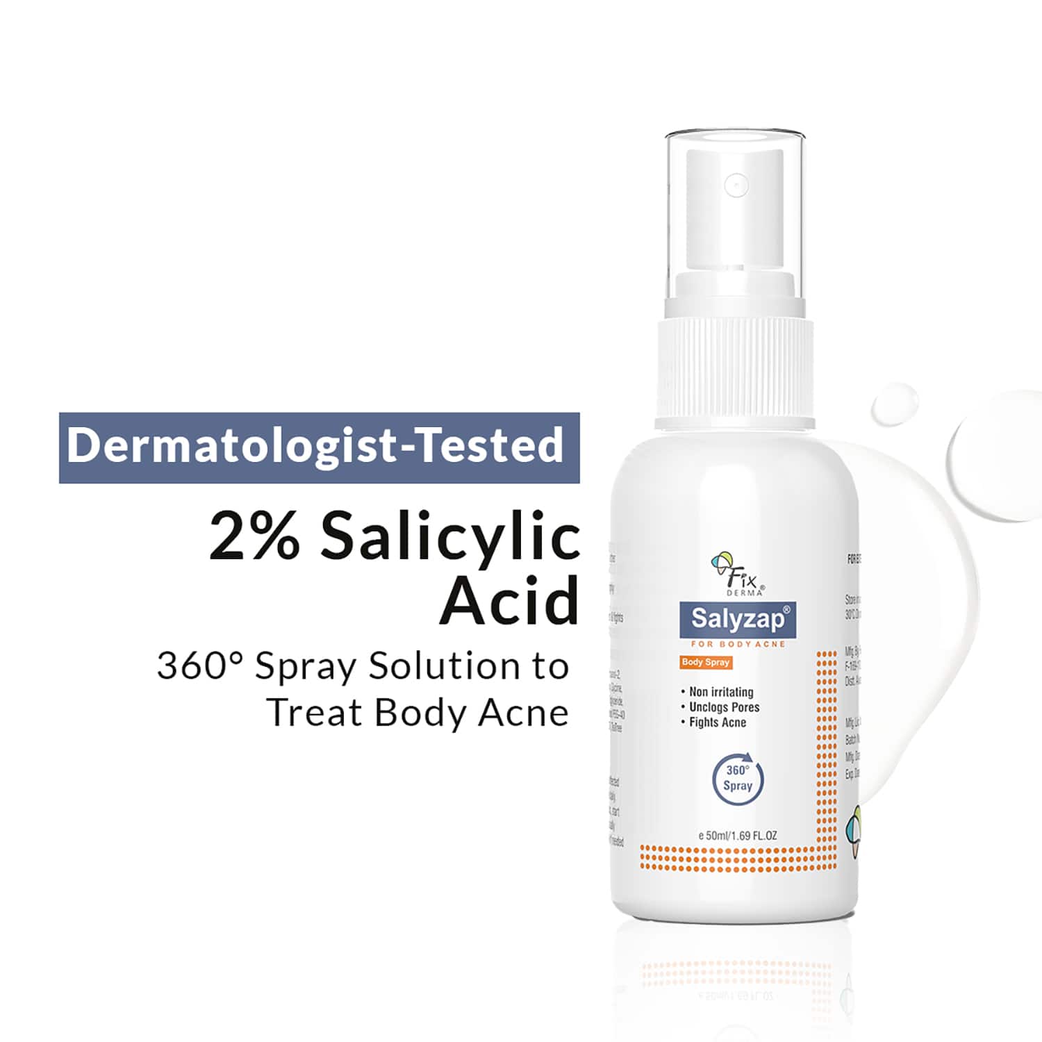 Fixderma | Fixderma 2% Salicylic Acid Salyzap Body Acne Spray (50ml)