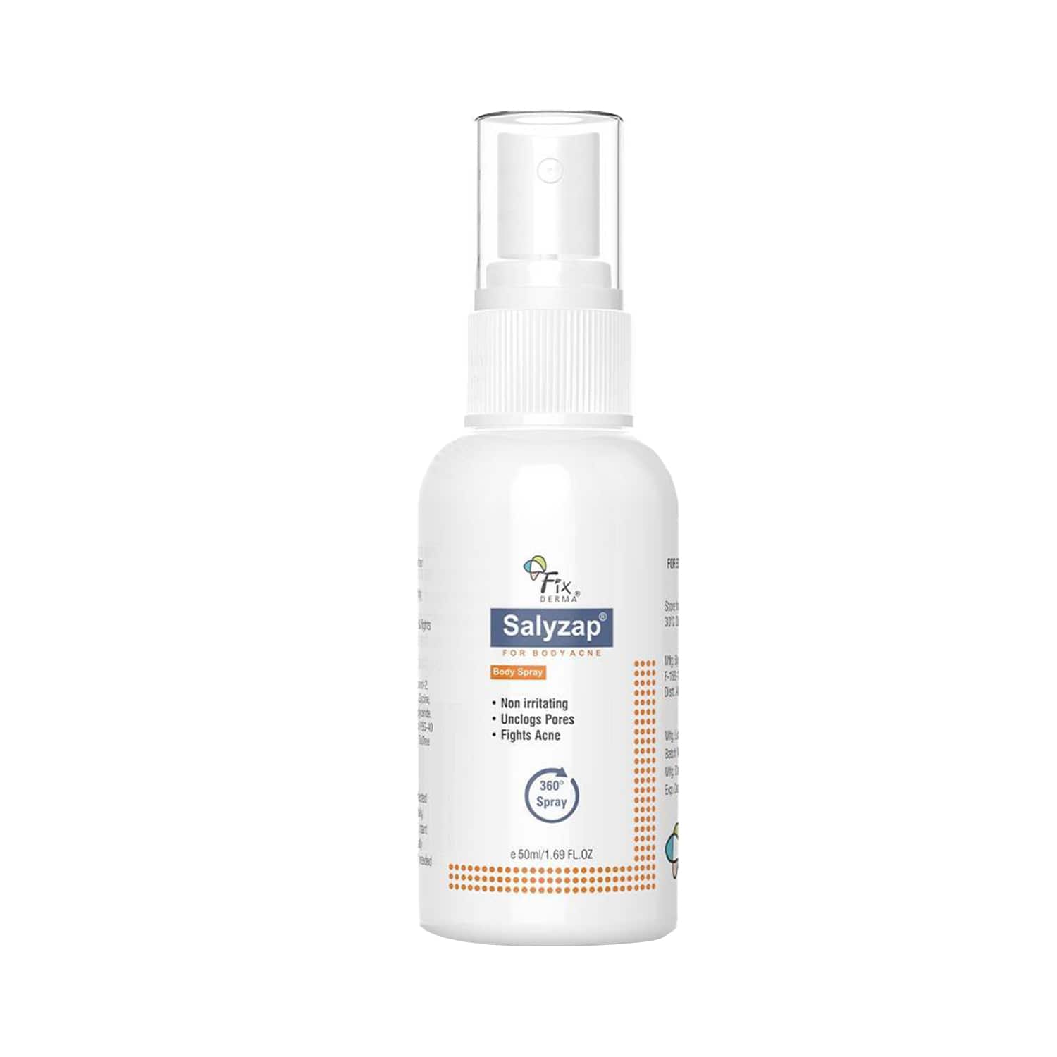 Fixderma | Fixderma 2% Salicylic Acid Salyzap Body Acne Spray For Acne on Back, Shoulders, Neck & Chest (50ml)