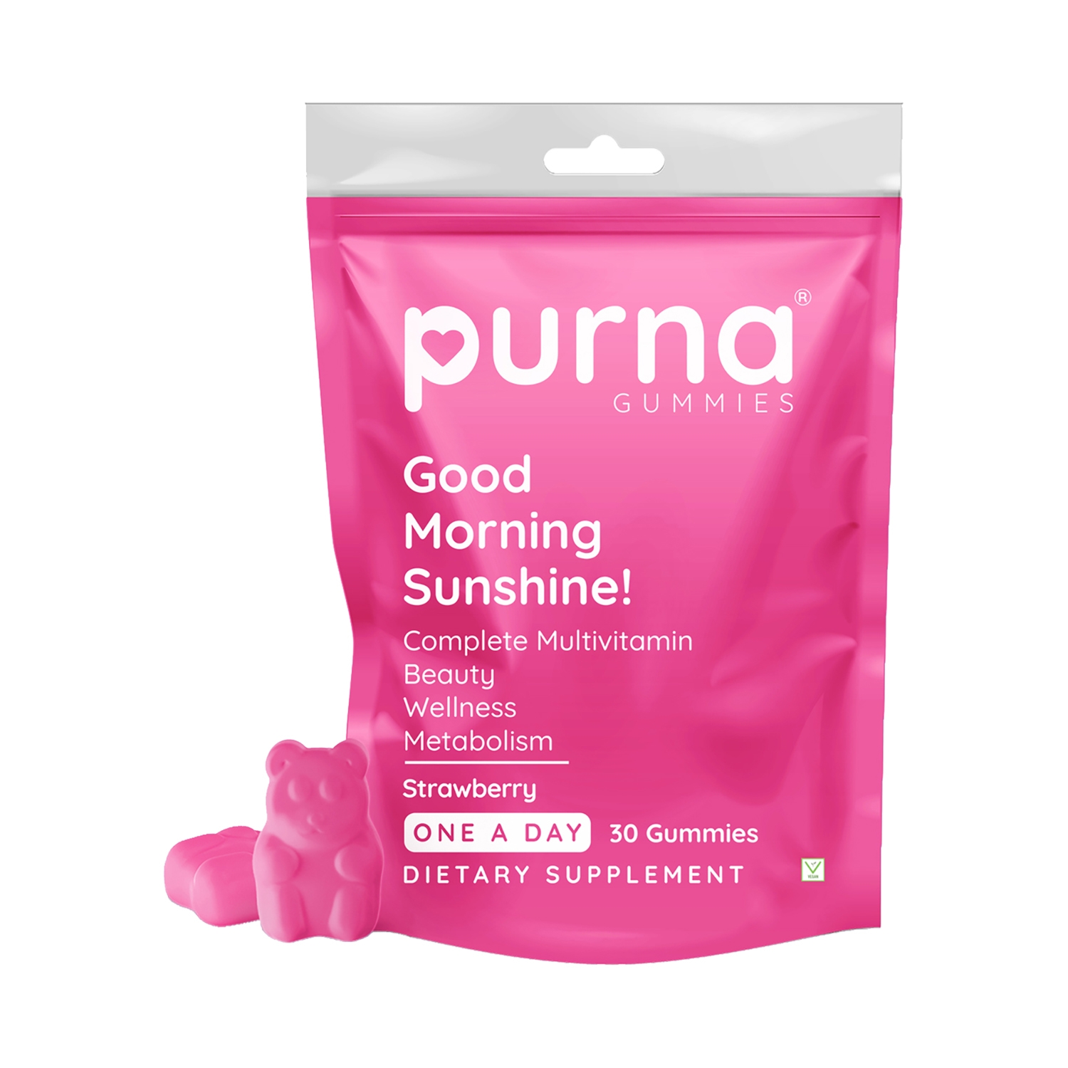 Purna Gummies | Purna Gummies Multivitamin Strawberry Gummies With Vitamins & Minerals - (30 Pcs)