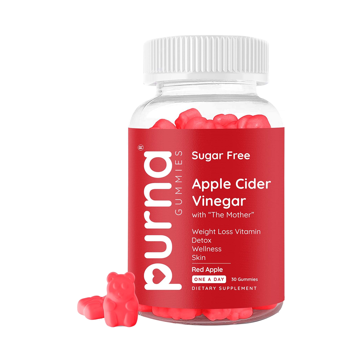 Purna Gummies | Purna Gummies Sugar Free Apple Cider Vinegar For Better Digestion & Clear Skin - (30 Pcs)