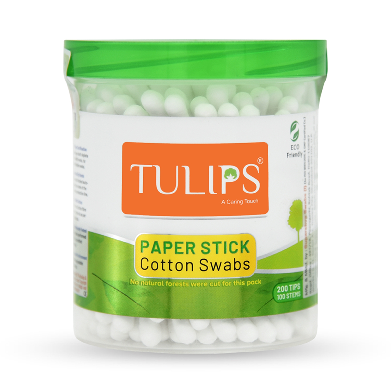 Tulips Paper Stick Cotton Buds With Jar - (100Pcs)