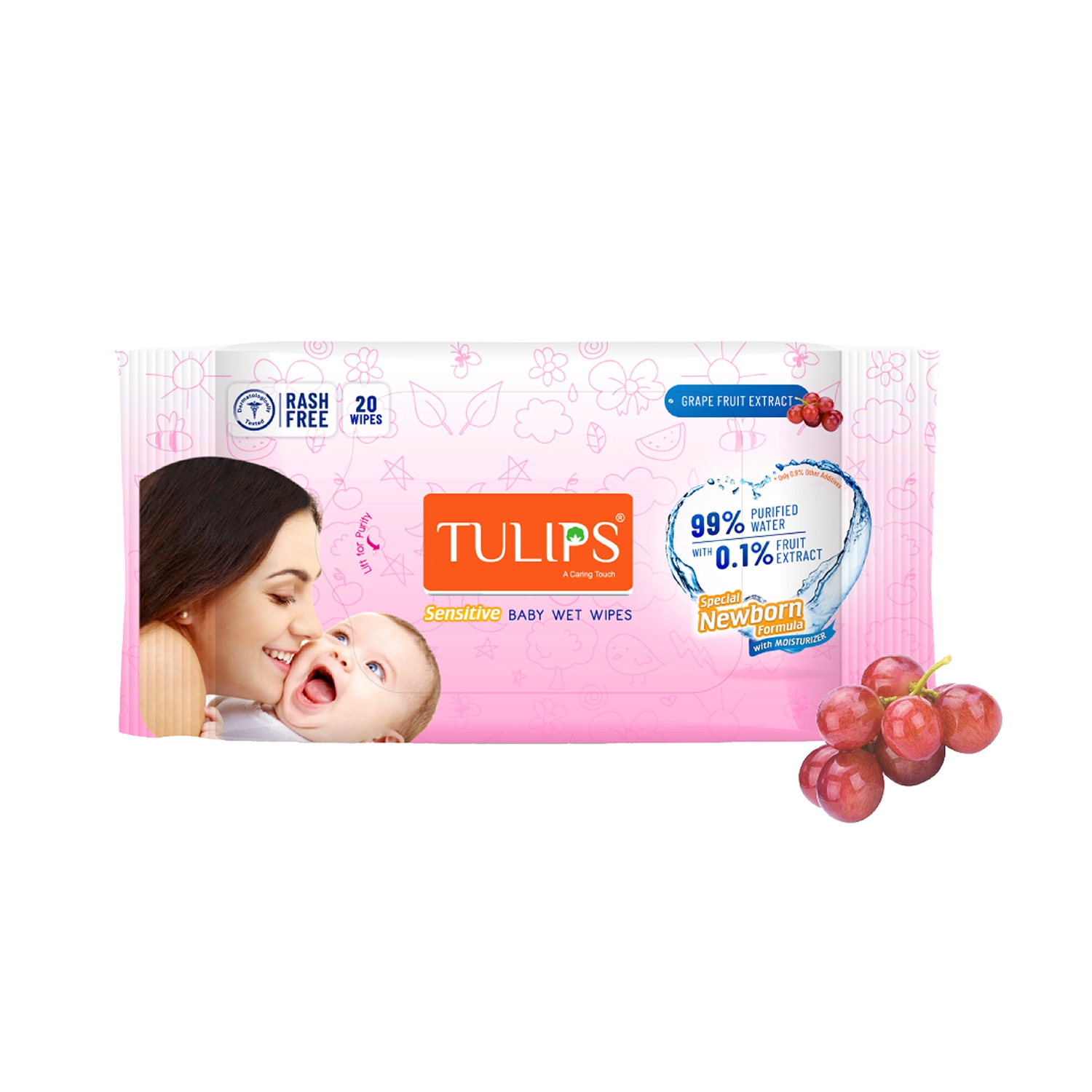 Tulips | Tulips Sensitive Baby Wet Wipes - (20Pcs)