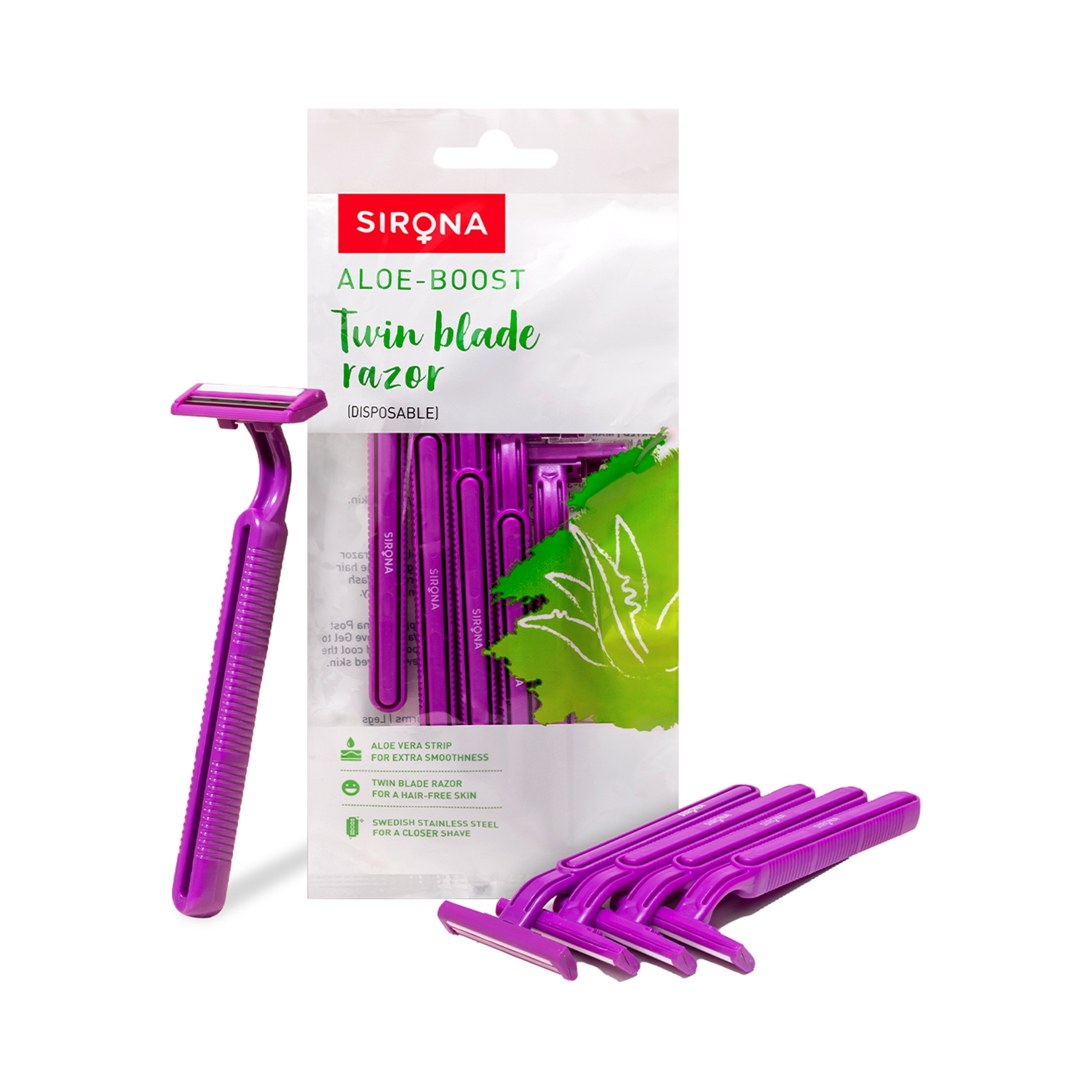 Sirona | Sirona Aloe Boost Twin Blade Disposable Body Razor For Women (5Pcs)