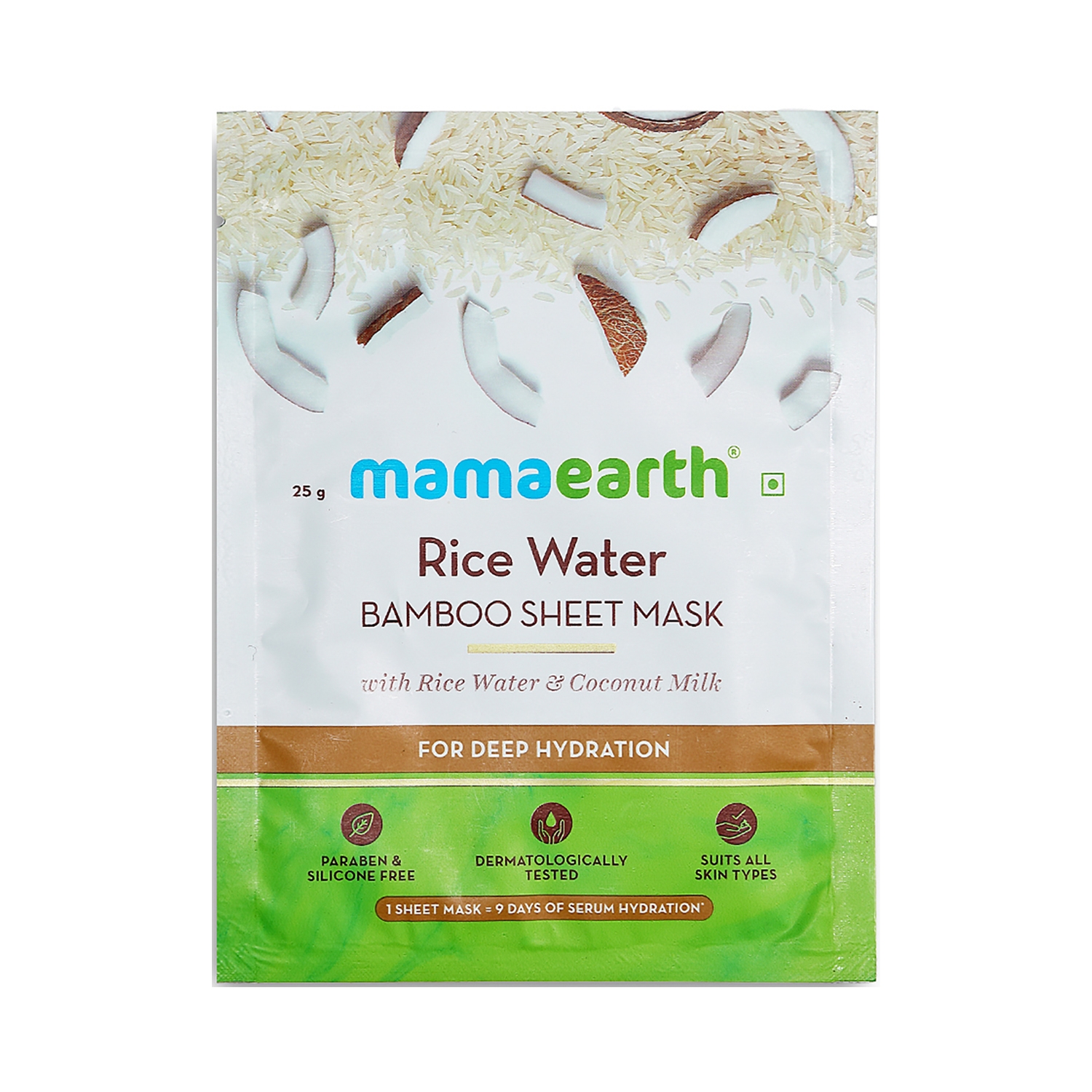 Mamaearth | Mamaearth Rice Water Bamboo Sheet Mask With Rice Water & Coconut Milk For Deep Hydration (25g)