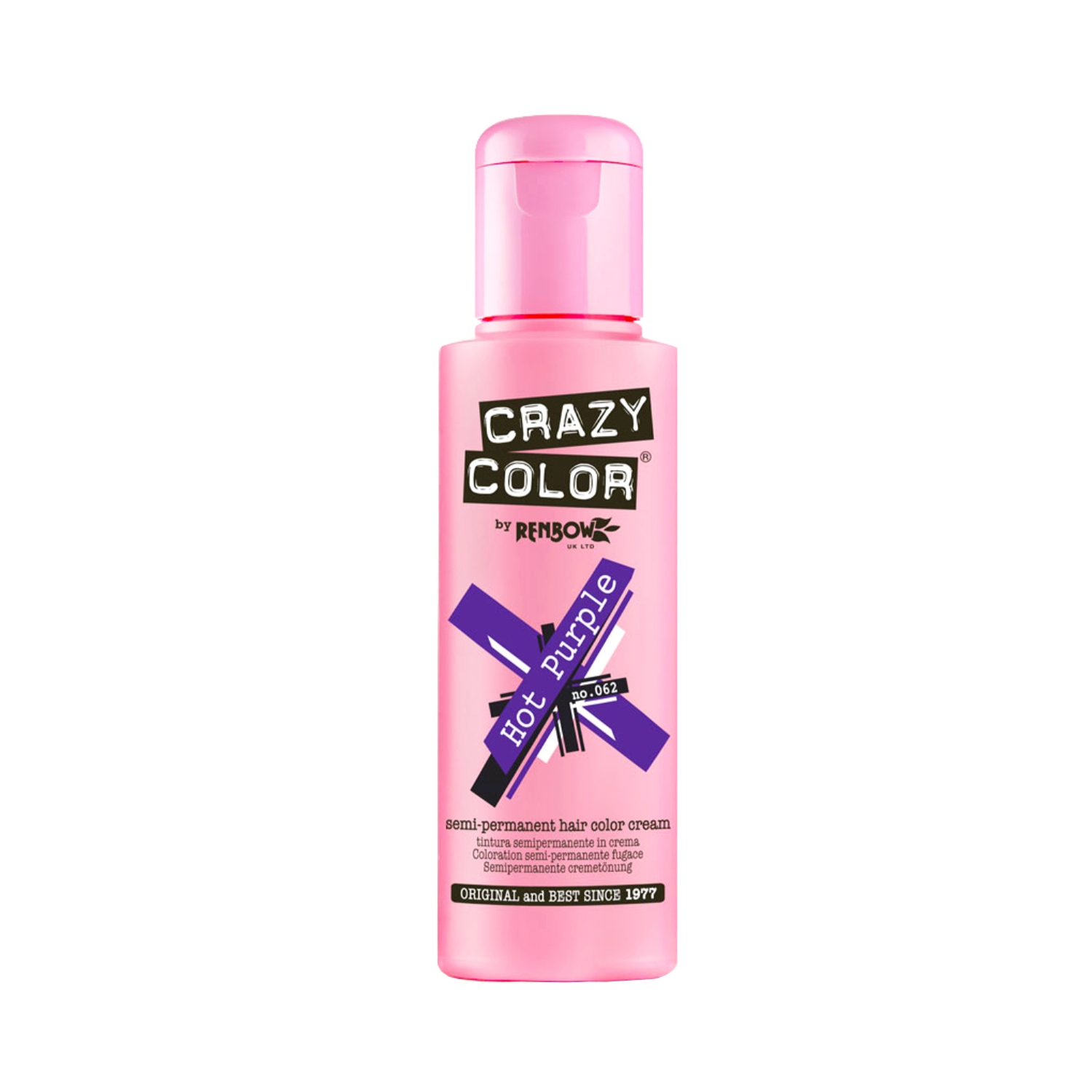 Crazy Color | Crazy Color Semi Permanent Hair Color Cream - 62 Hot Purple (100ml)