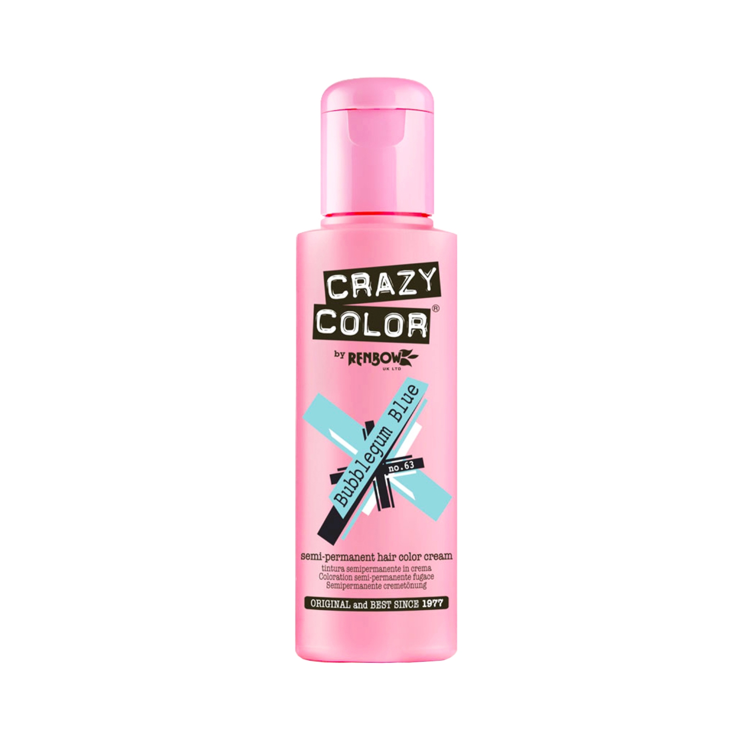 Crazy Color | Crazy Color Semi Permanent Hair Color Cream - 63 Bubblegum Blue (100ml)