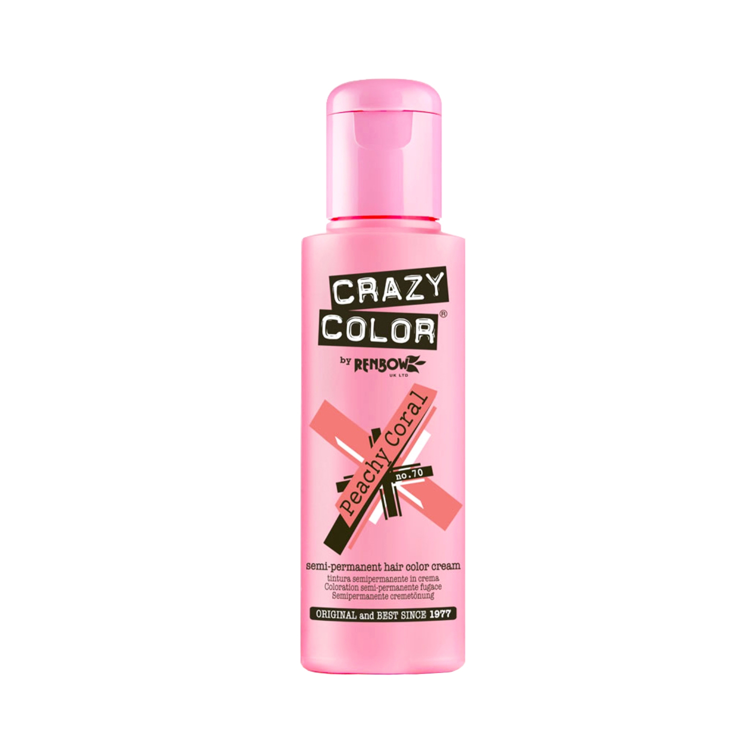 Crazy Color Semi Permanent Hair Color Cream - 70 Peachy Coral (100ml)