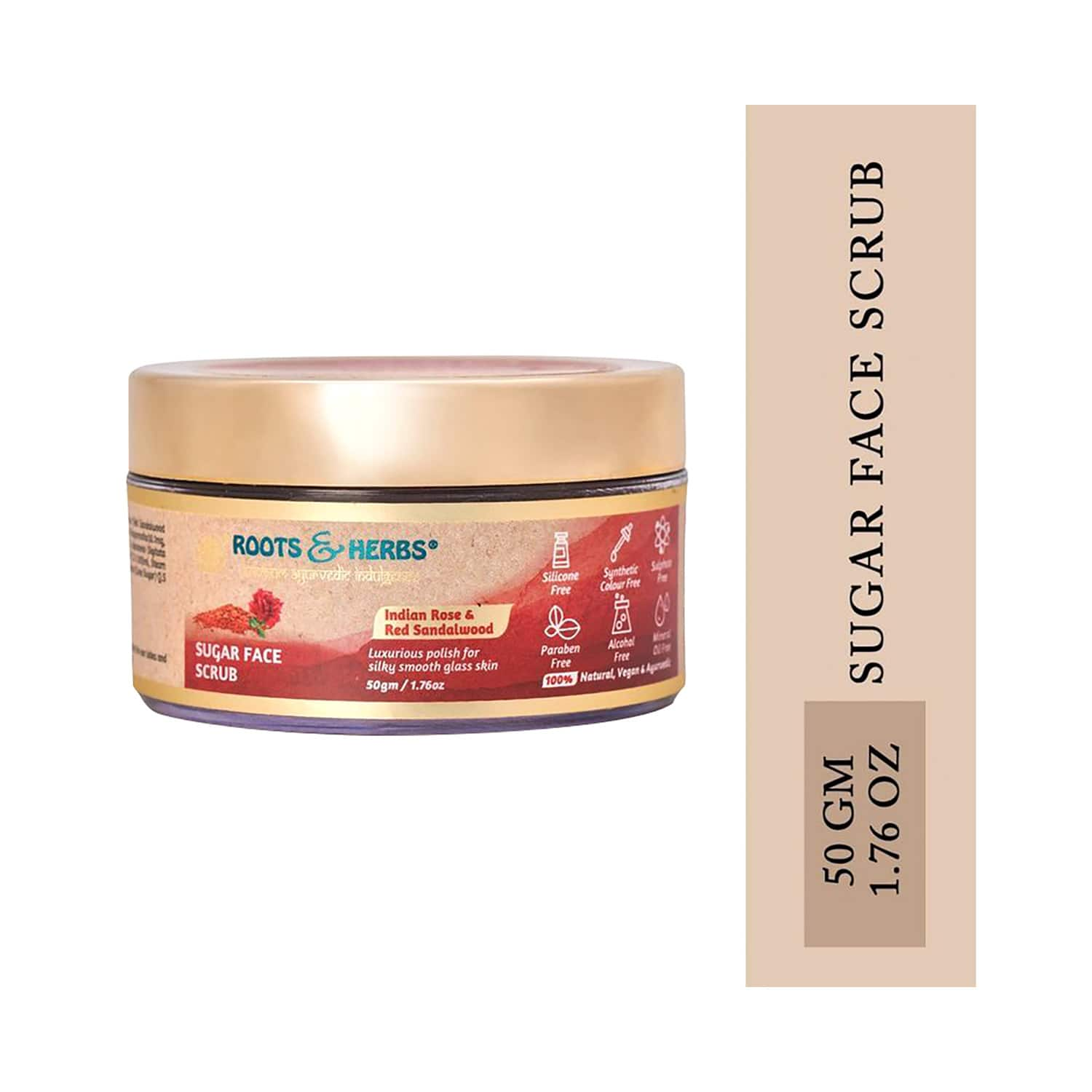 Roots & Herbs | Roots & Herbs Indian Rose & Red Sandalwood Sugar Face Scrub (50g)