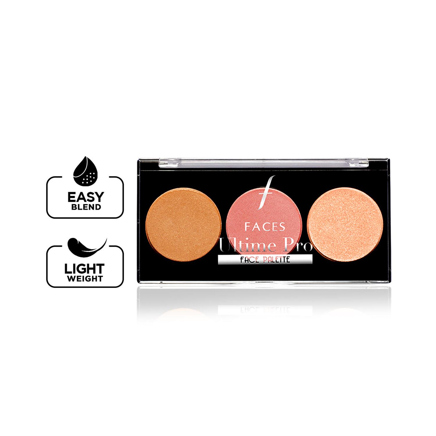 Faces Canada | Faces Canada Ultime Pro Face Palette - Glow, 3in1 Bronzer+Highlighter+Blush, Shimmer Finish (12 g)